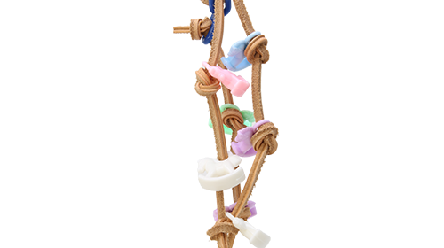 3640 Horsing Around bird toy for birds featuring colorful knots and shapes to encourage play and stimulation.