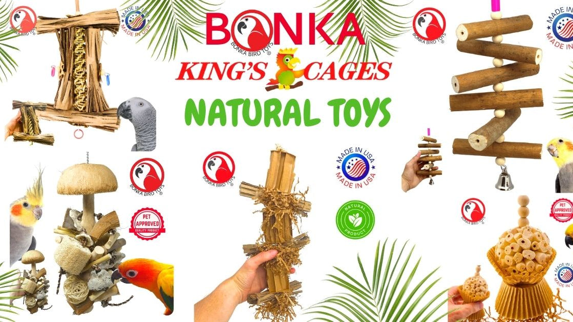 Bonka Bird Toys Natural Eco-Friendly Bird Toys for your pet, showcasing engaging designs and safe materials.