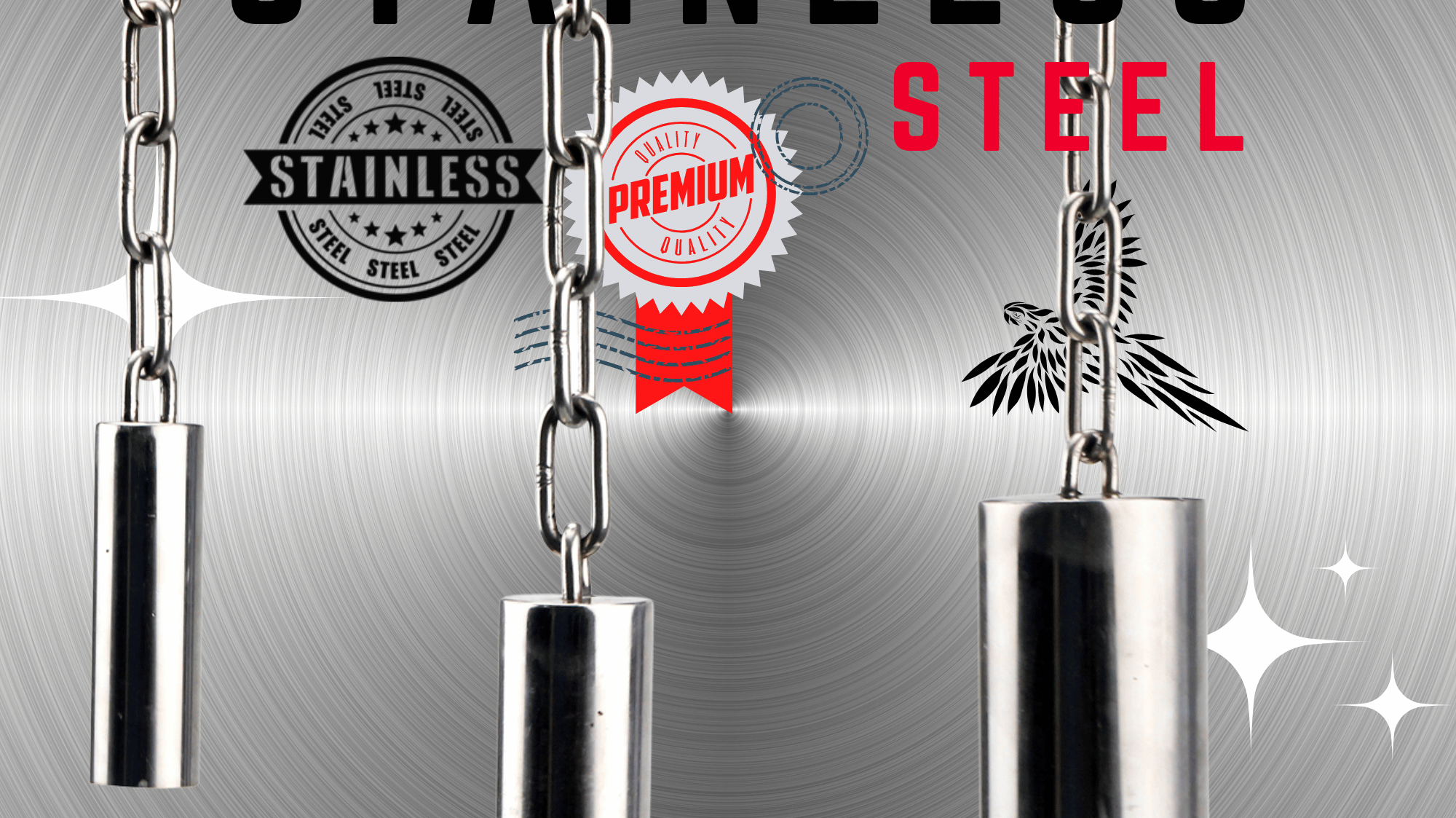 Stainless steel bird toys collection featuring durable and fun pipe bells from Bonka Bird Toys.