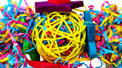 Colorful best selling bird toy Bonka featuring vibrant materials and a bell for birds.