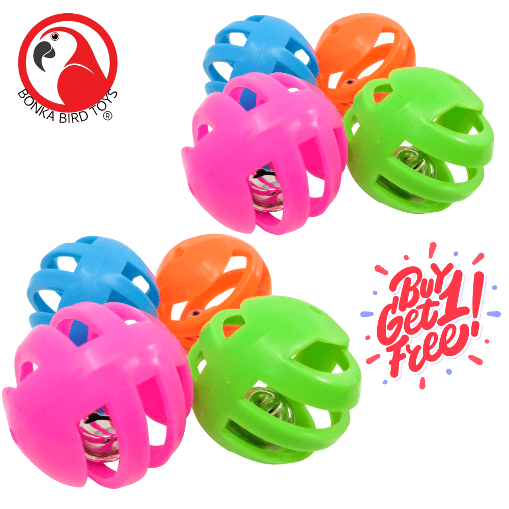 1409 Pk4 Foraging Bell Ball Foot Toys BOGO BUNDLE BUY ONE GET ONE FREE! - Bonka Bird Toys