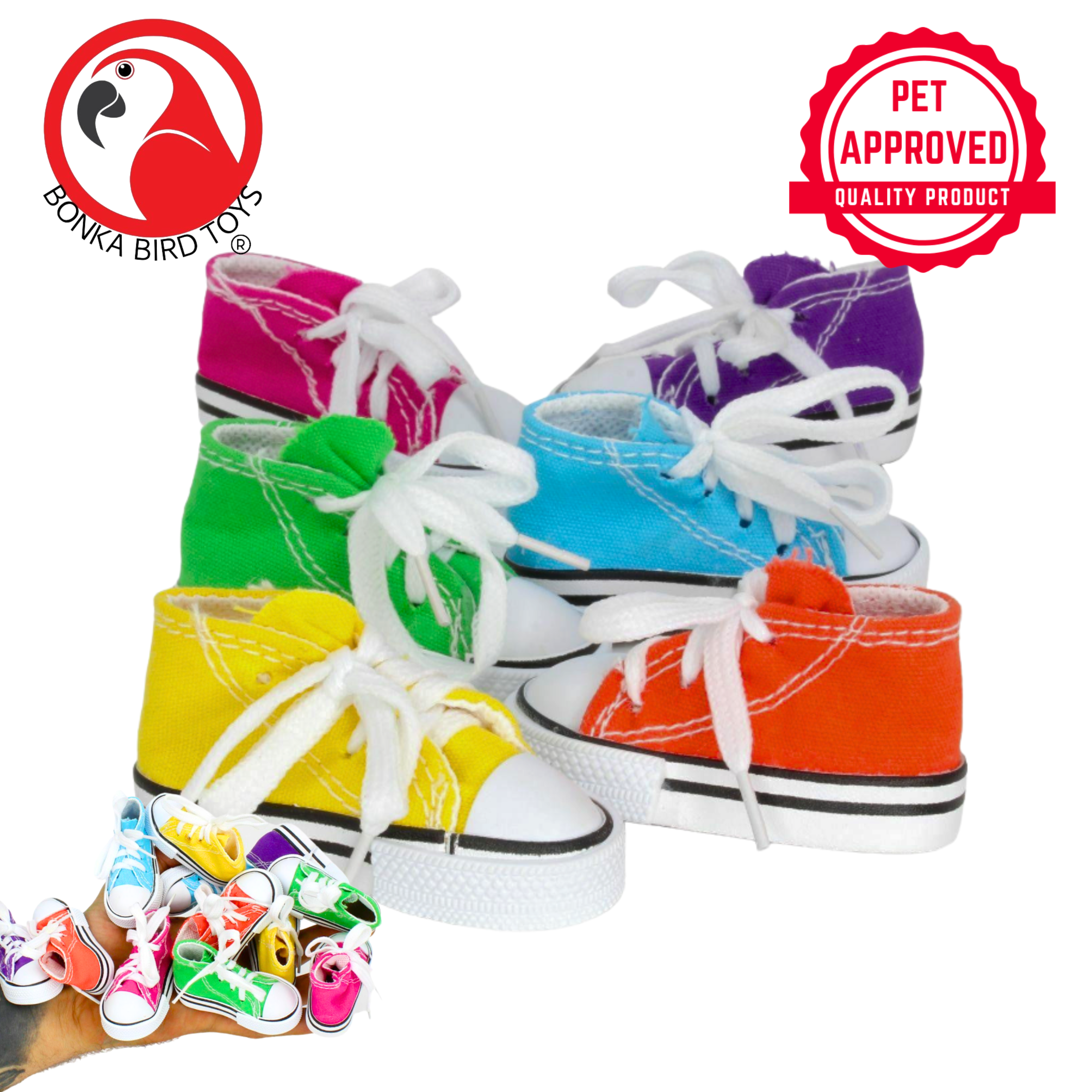 1216 Pack 6 Mini Sneaker Foot Toys - Bonka Bird Toys