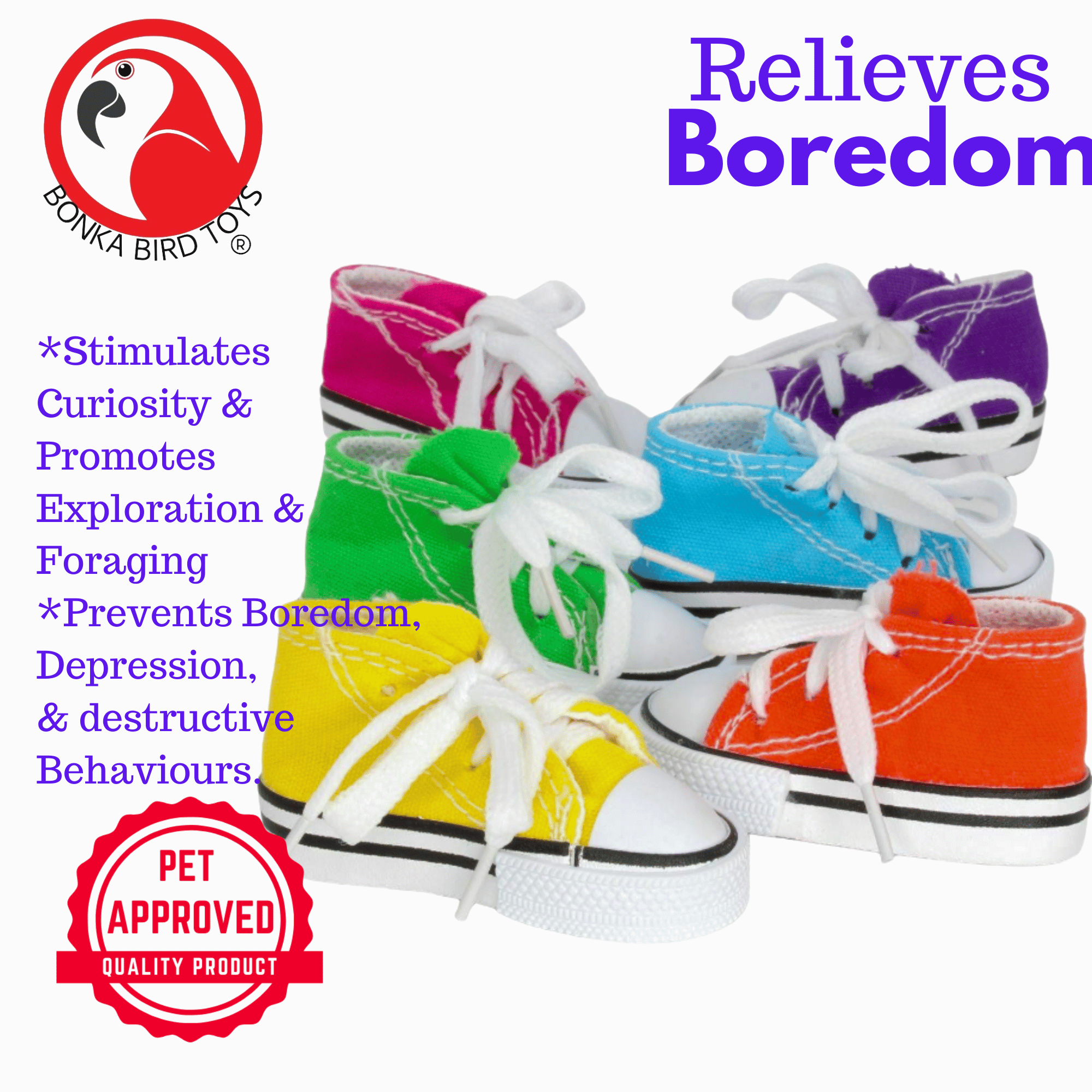 1216 Pack 6 Mini Sneaker Foot Toys - Bonka Bird Toys