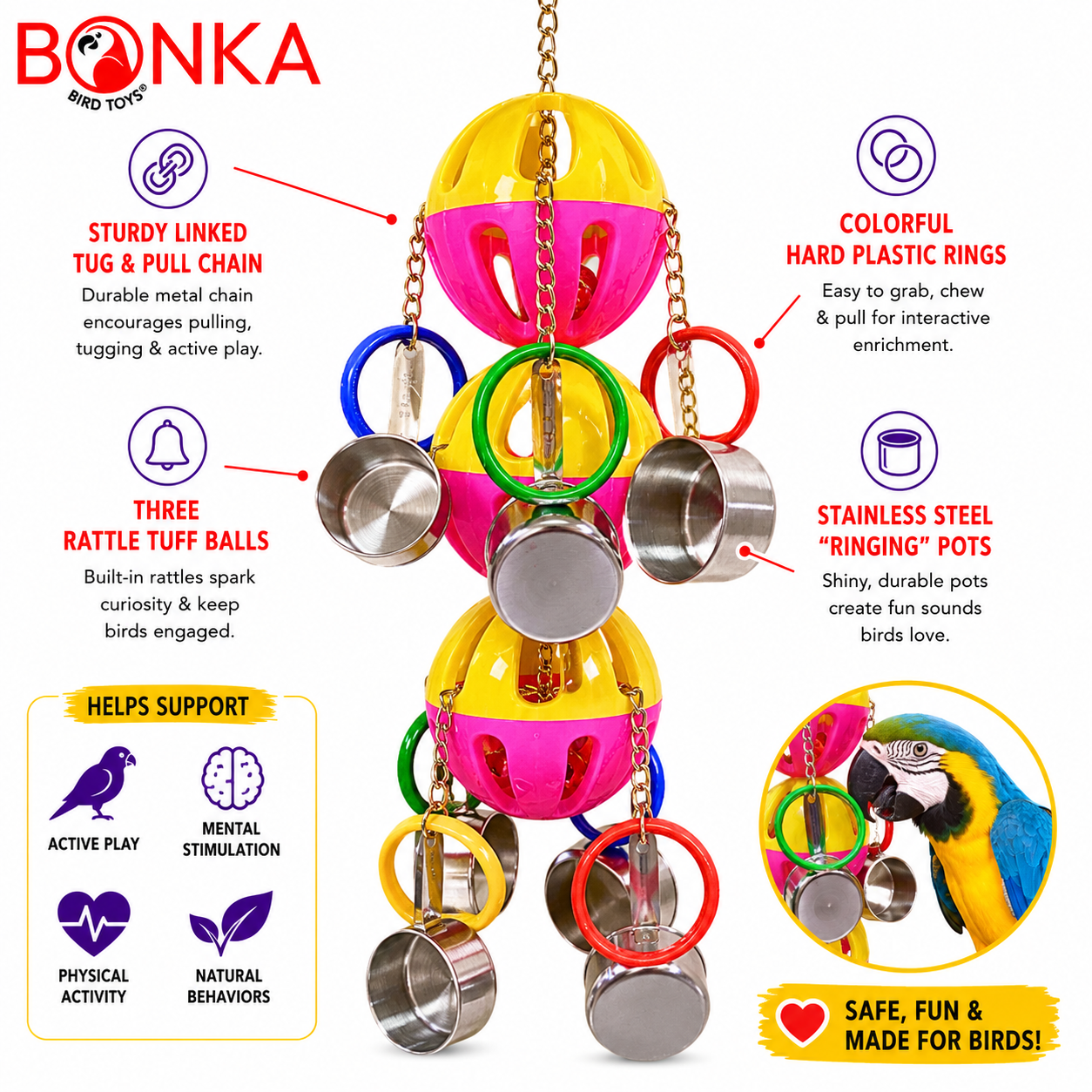 1429 Huge Triple Tuff Pot - Bonka Bird Toys