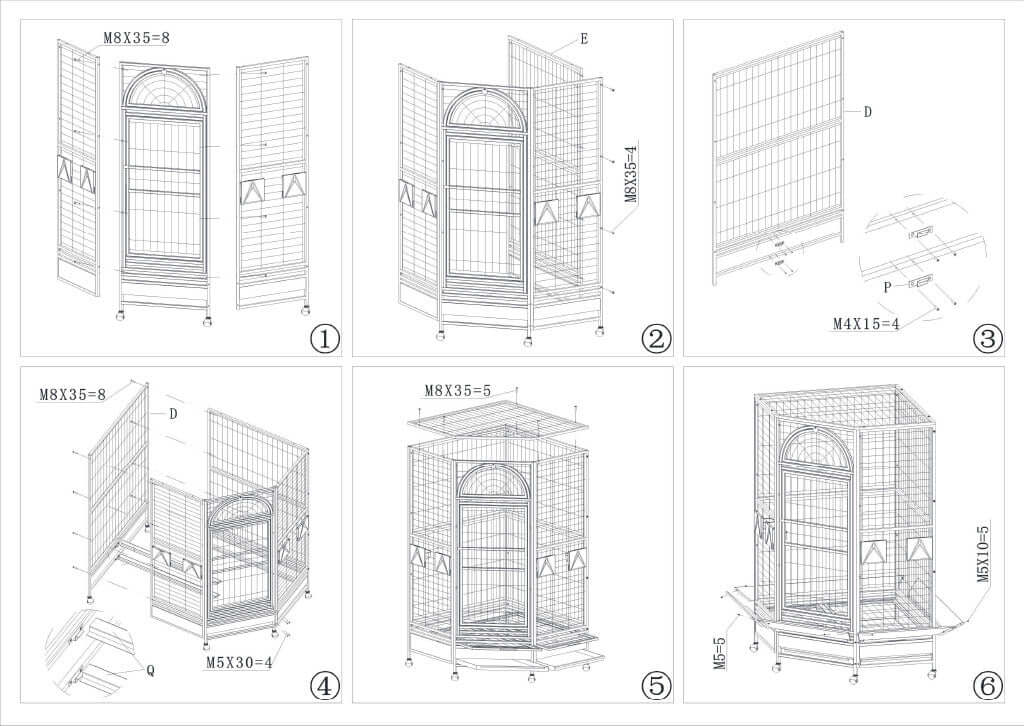 Kings Cages GC 14022 CORNER BIRD CAGE 54X42X72 - Bonka Bird Toys
