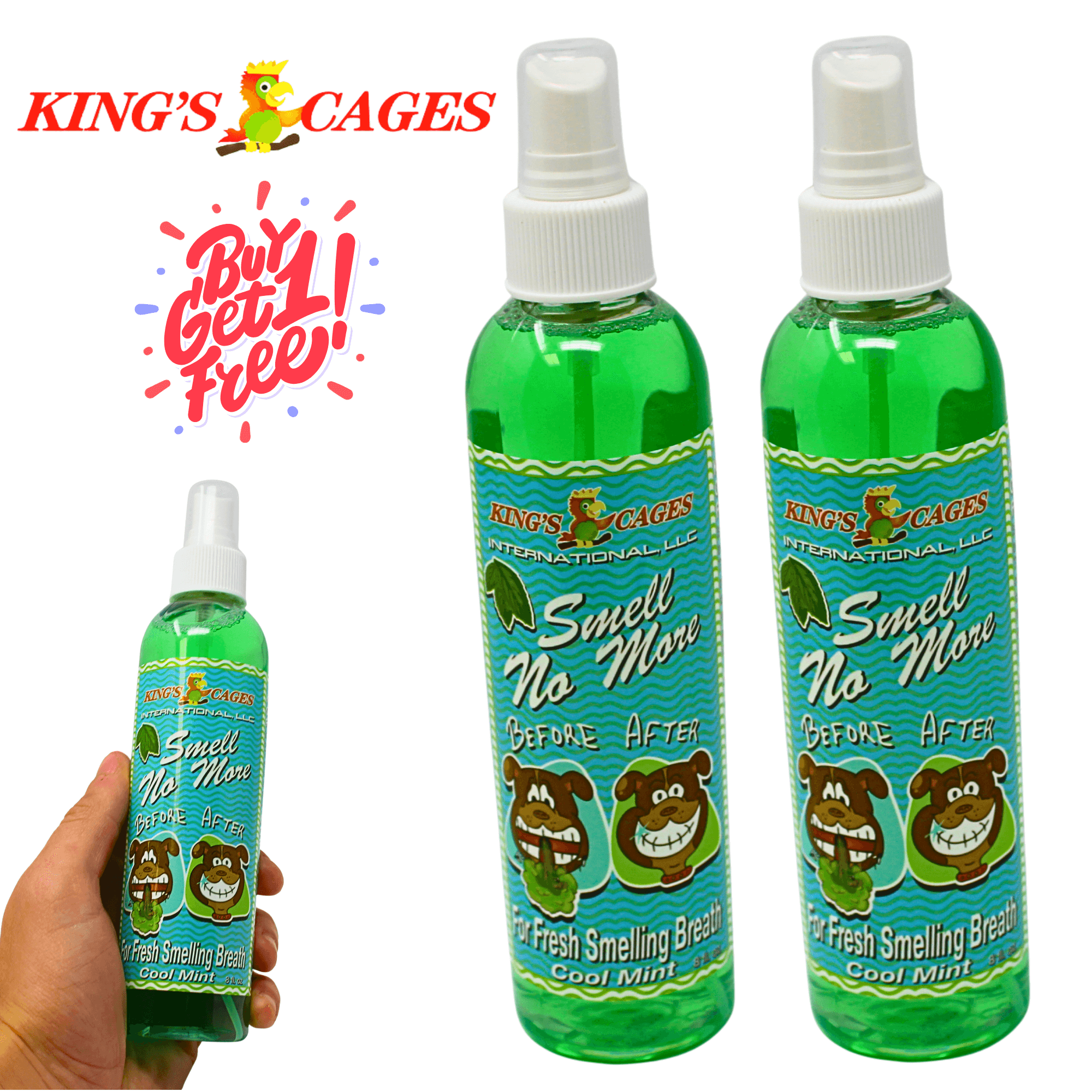 50018 Smell No More Breath Spray for Dogs 8oz BOGO BUNDLE BUY ONE GET ONE FREE! - Bonka Bird Toys