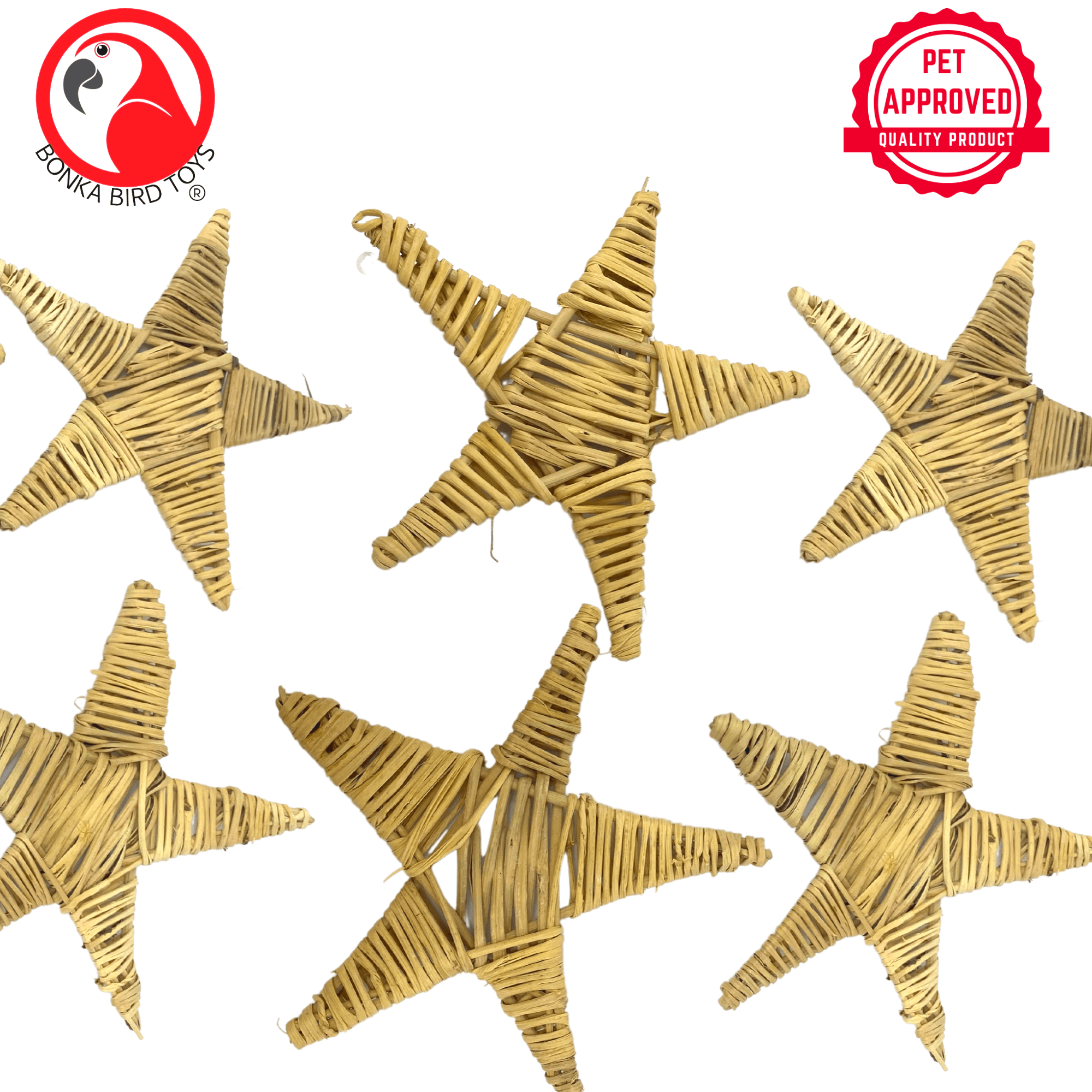 1282 Pk6 Natural Large Vine Star - Bonka Bird Toys