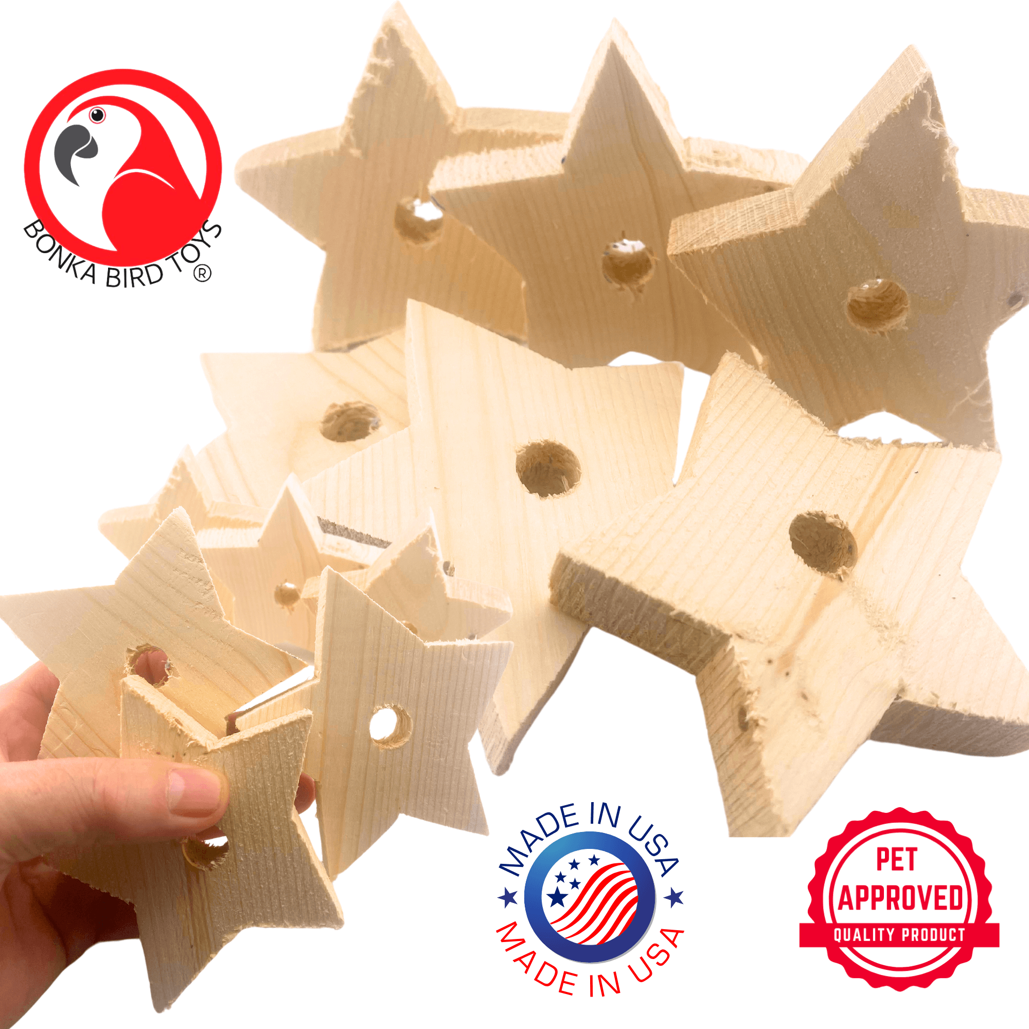 2682 Pk6 Jumbo Natural Wood Stars - Bonka Bird Toys