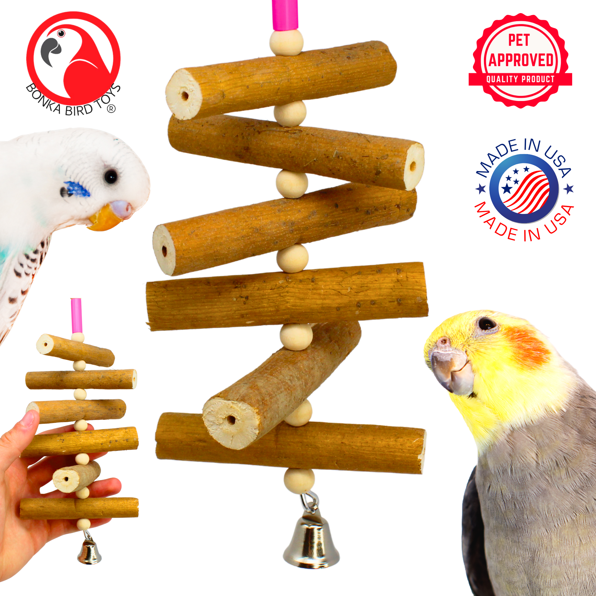 Bonka Bird Toys 1243 Foamy Delight – Buntes Vogelspielzeug Zum Zerkleinern Für Papageien, Sittiche, Conures – Mit Bambus-Fingerfallen & Schaumstoffperlen