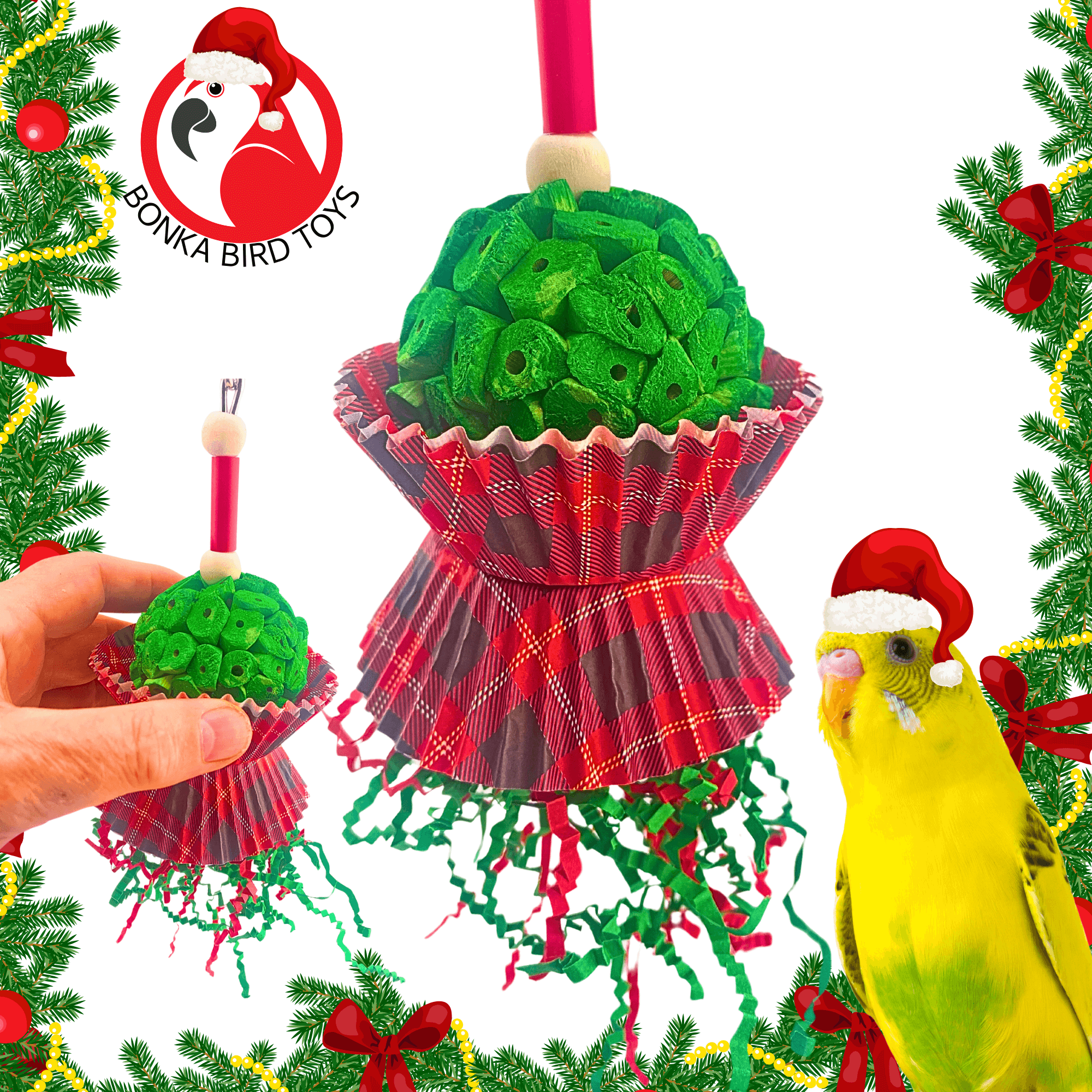 2733 Christmas Sola Tartan - Bonka Bird Toys