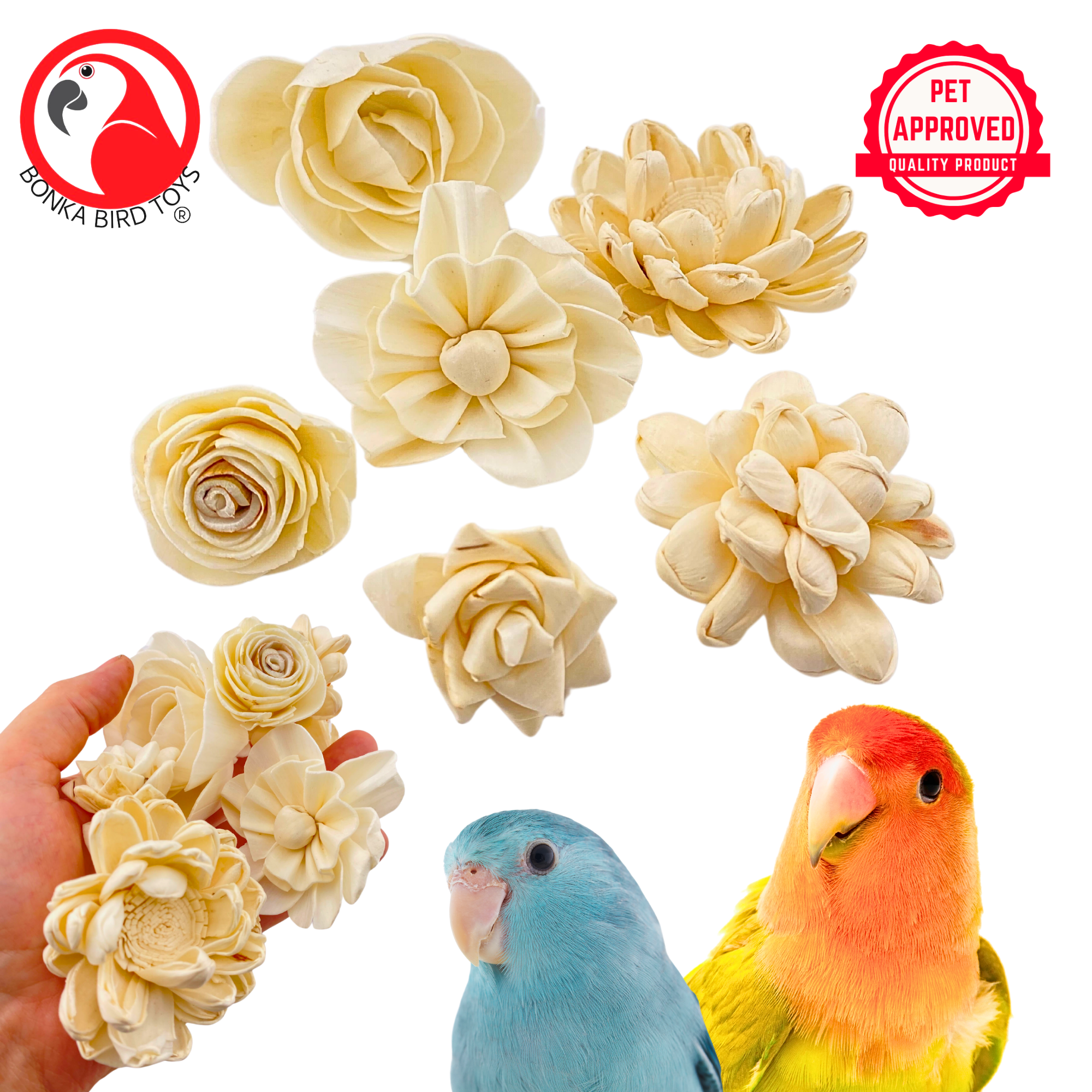 3604 Pk6 Assorted Sola Flowers - Bonka Bird Toys