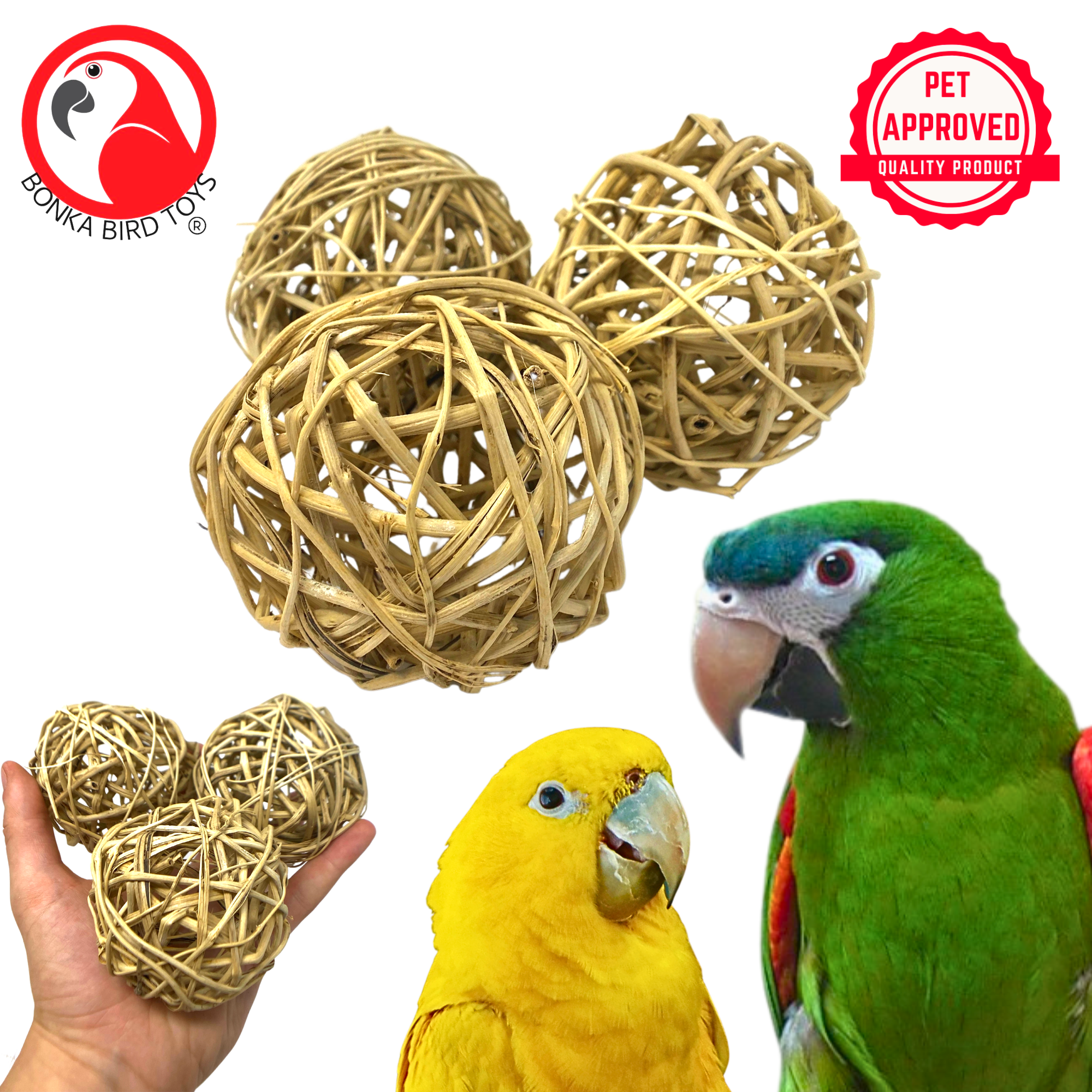 3353 Pk3 Huge Natural Vine Balls - Bonka Bird Toys