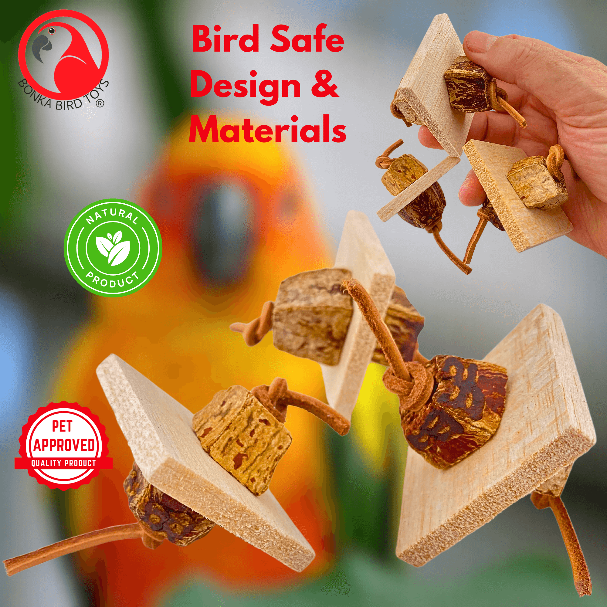 1127 Pk3 Balsa & Bark Chew Foot Toys - Bonka Bird Toys