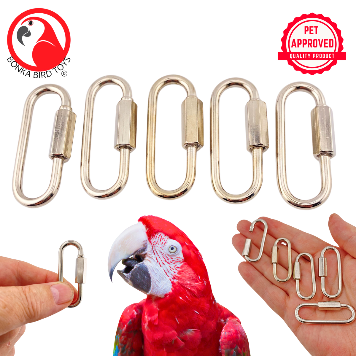 2171 Pk5 Wide Mouth Quick Links - Bonka Bird Toys