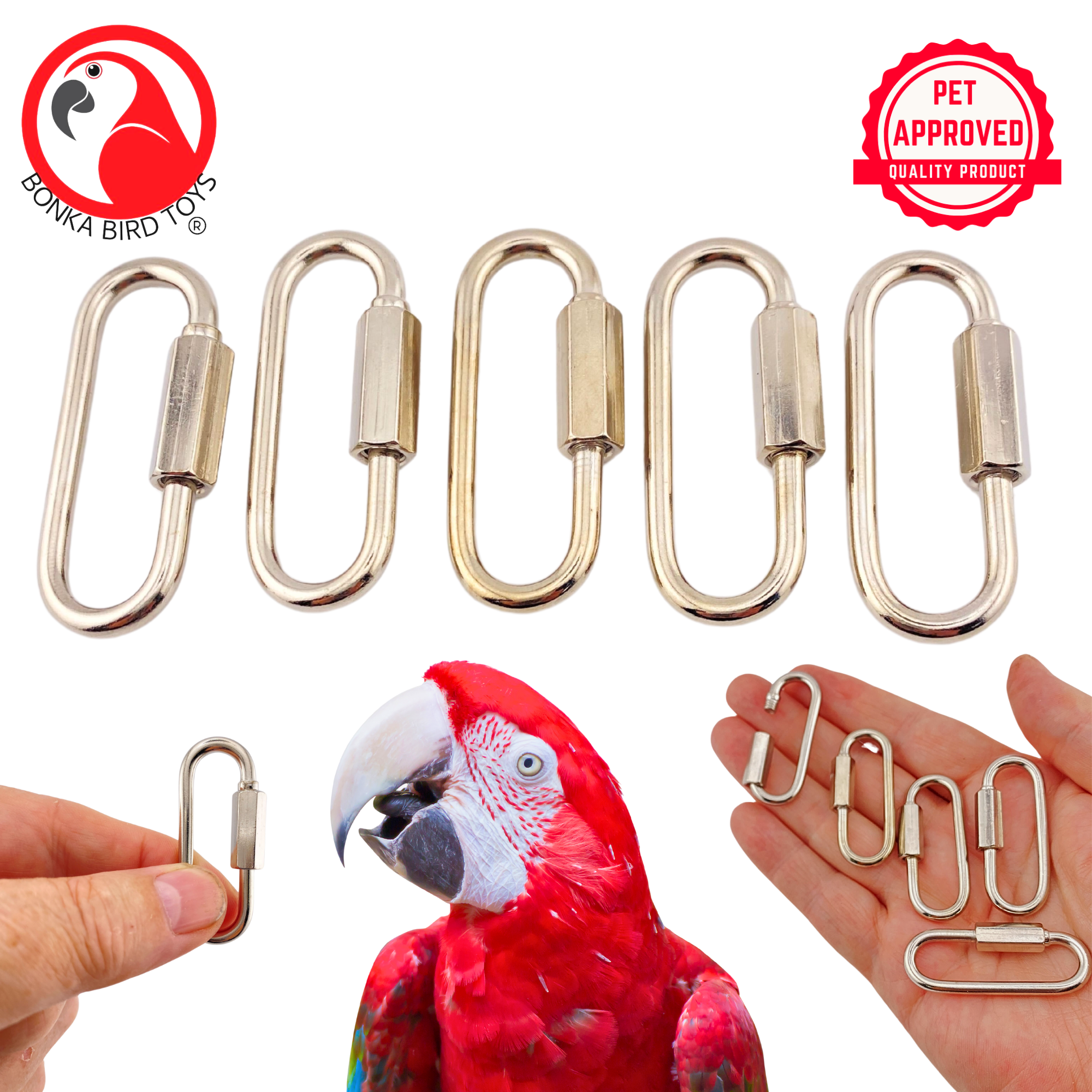 2171 Pk5 Wide Mouth Quick Links - Bonka Bird Toys
