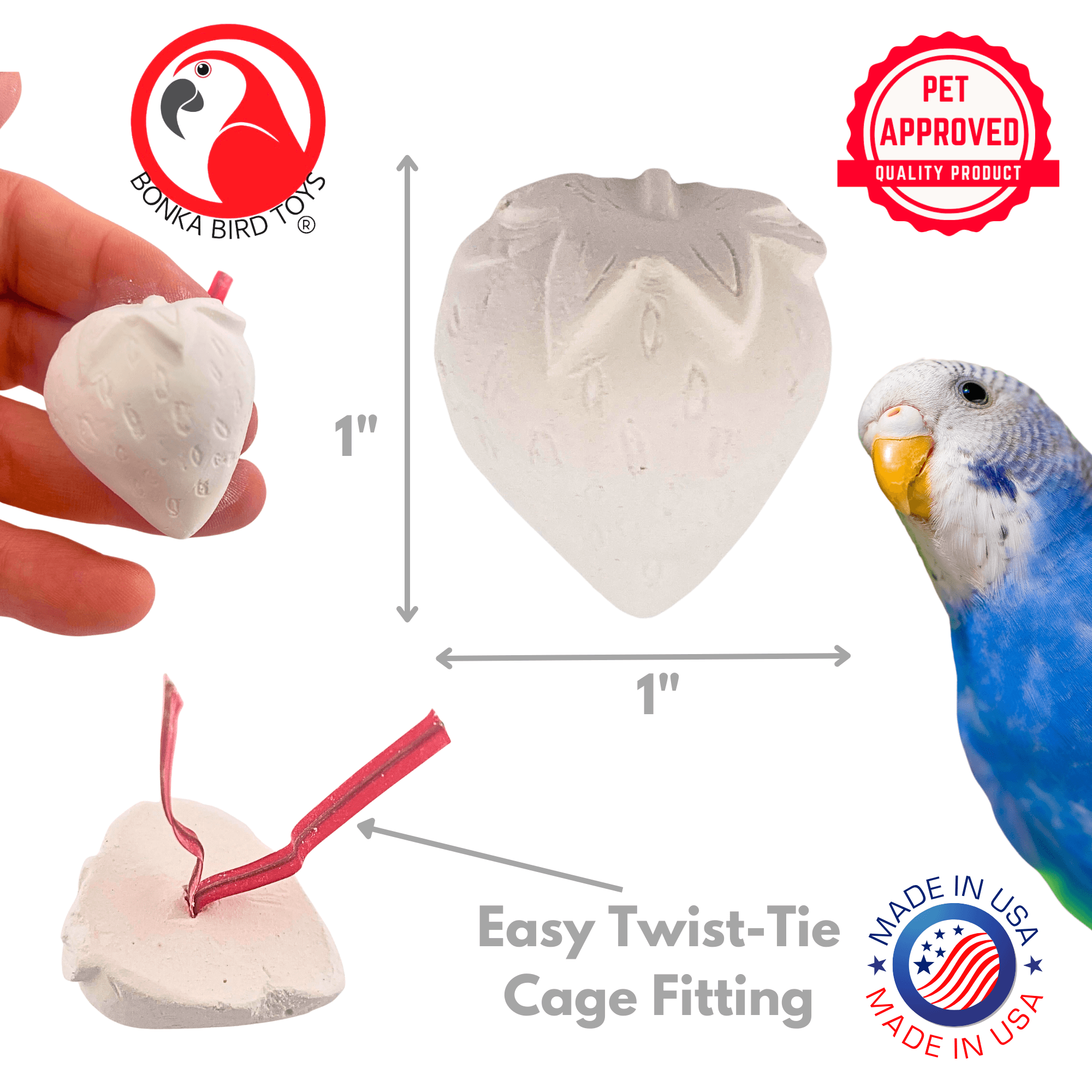 1443 Pk1 Mini Strawberry Calcium Treat - Bonka Bird Toys