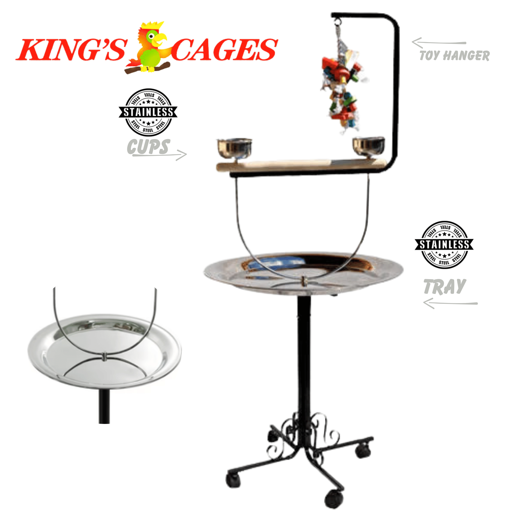 Kings Cages Metal Playstand PP B72T 65X28X28 - Bonka Bird Toys