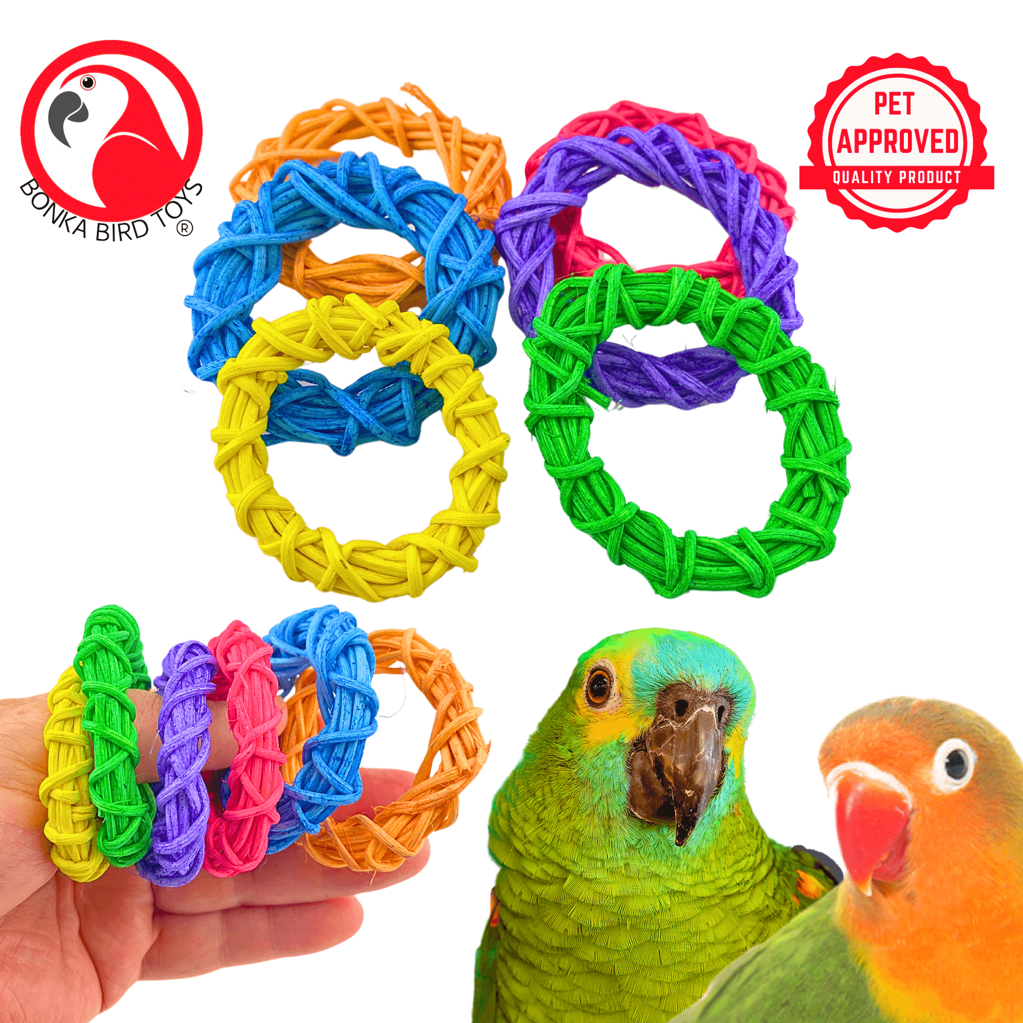 1450 Pk6 Color Craze 2" Vine Rings - Bonka Bird Toys