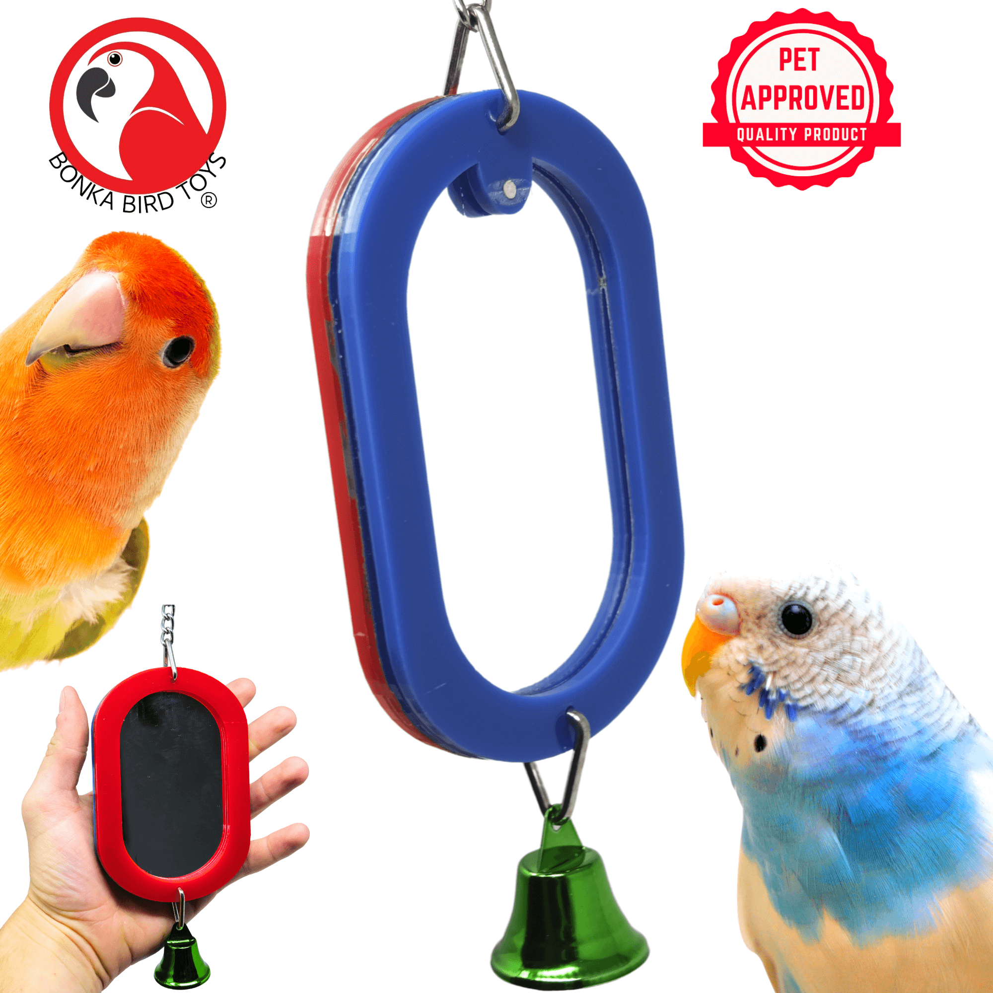 (COSMETIC DEFECT) 2660 Oval Bird Mirror BOGO BUNDLE BUY ONE GET ONE FREE! - Bonka Bird Toys