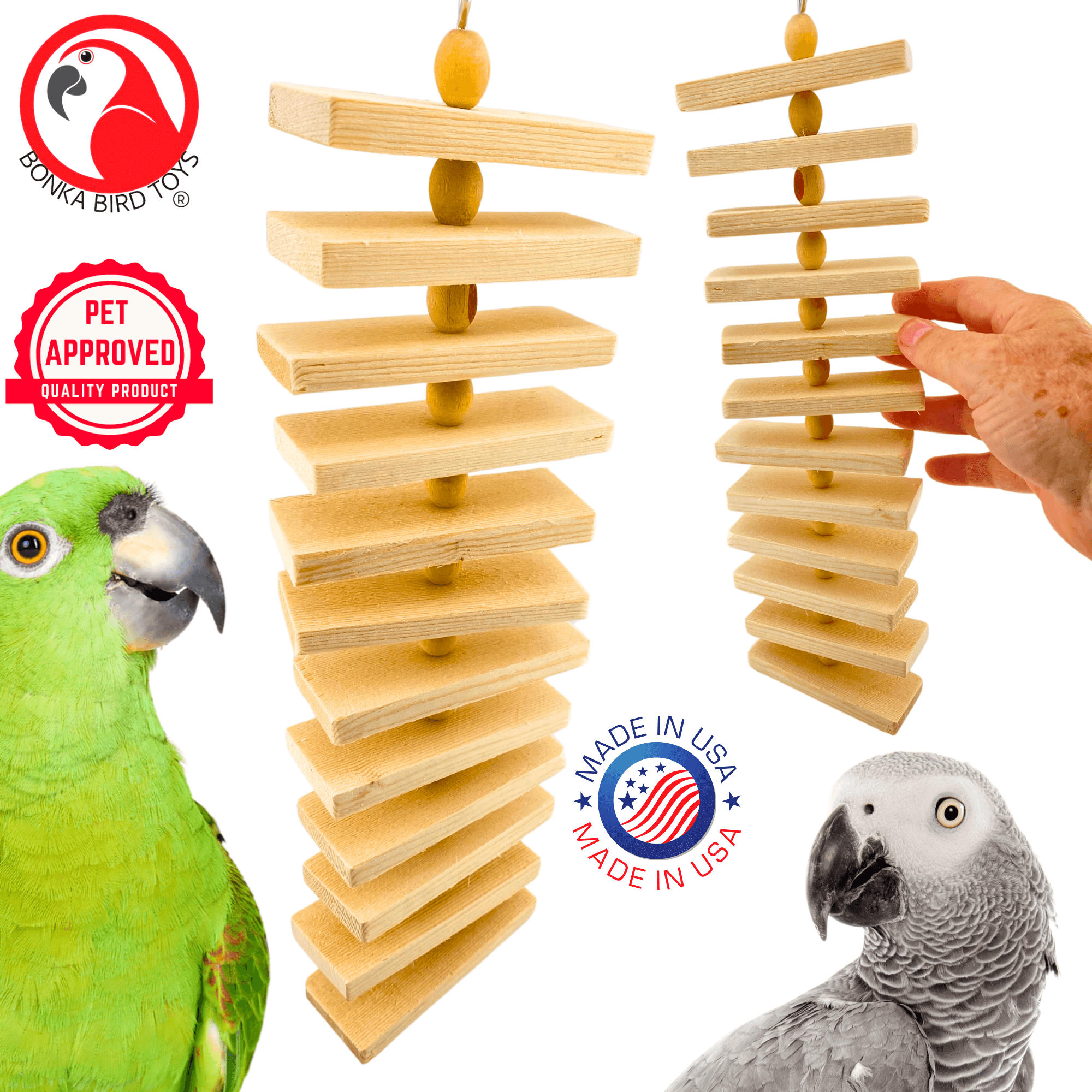 1317 Large Natural Slat Chewer - Bonka Bird Toys