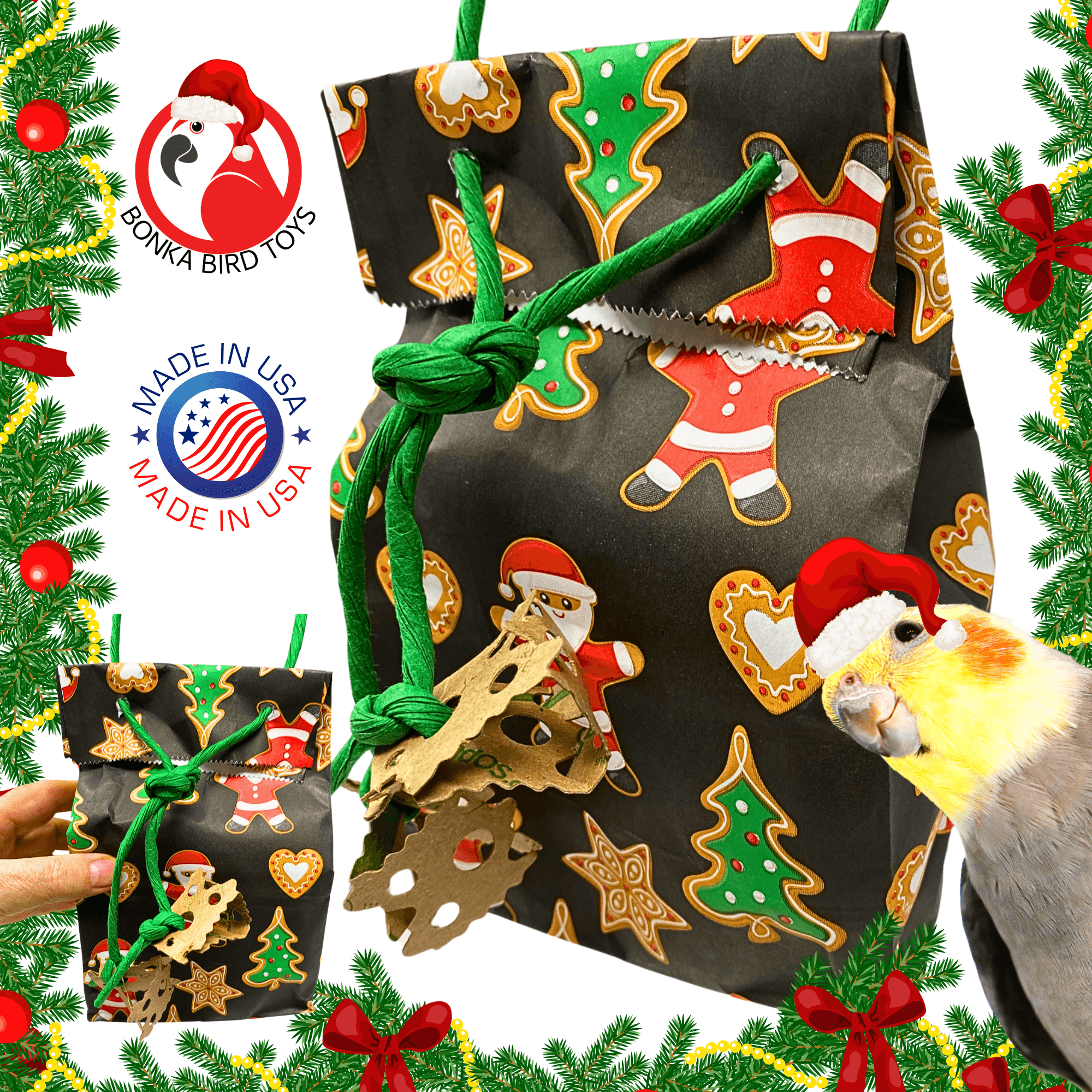 2749 Santa Christmas Treat Bag - Bonka Bird Toys