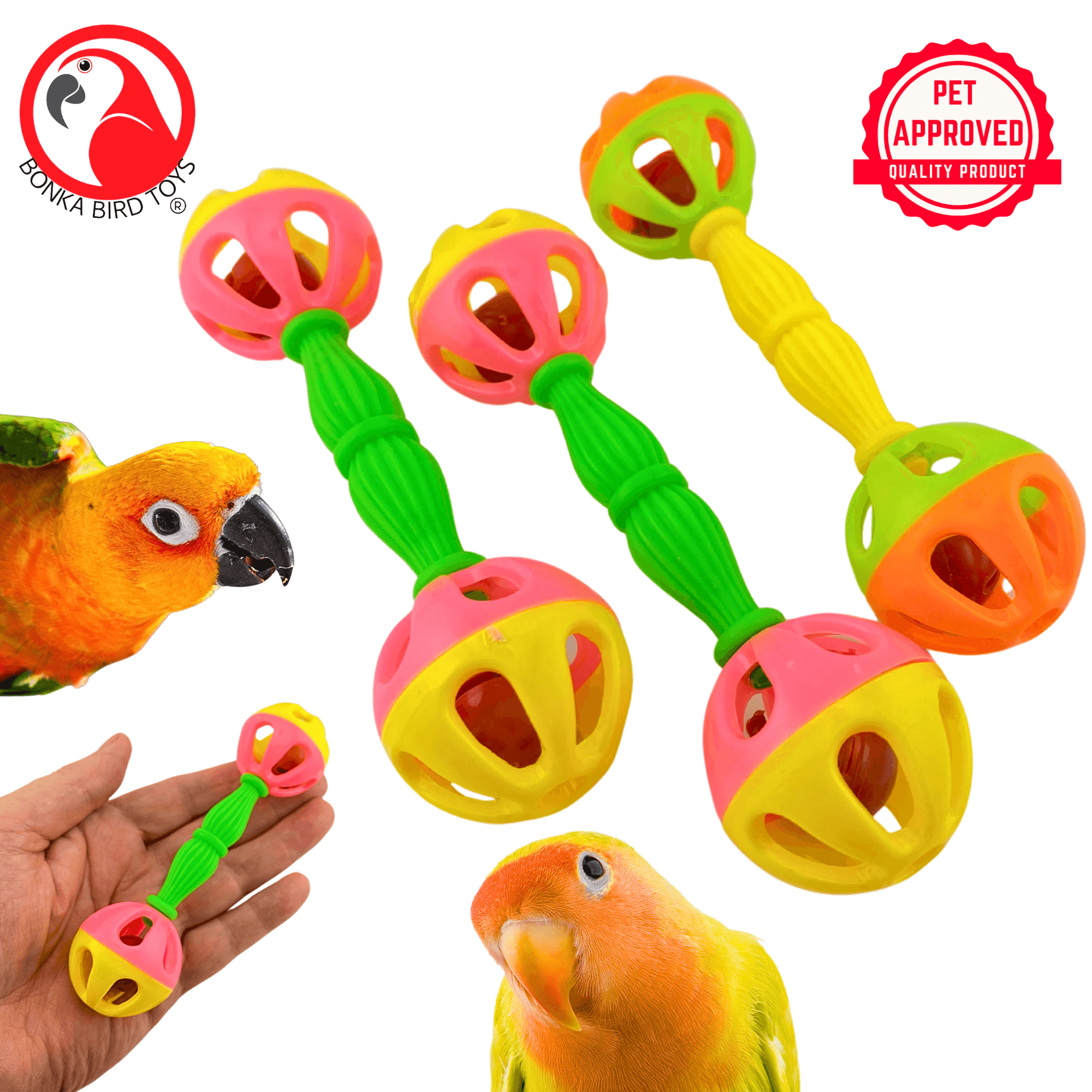 2093 Pk3 Birdie Barbell - Bonka Bird Toys