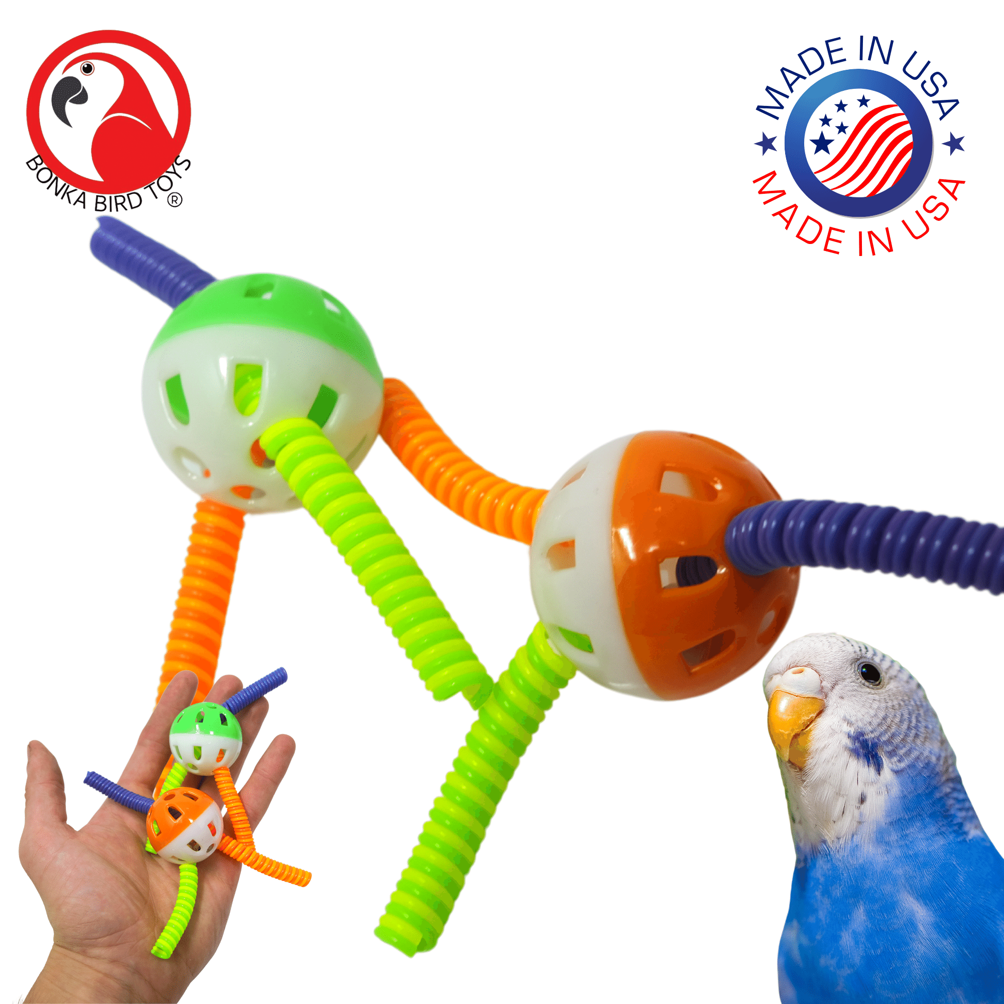 3717 Pk2 Spring Ball Foot Talon Toys - Bonka Bird Toys