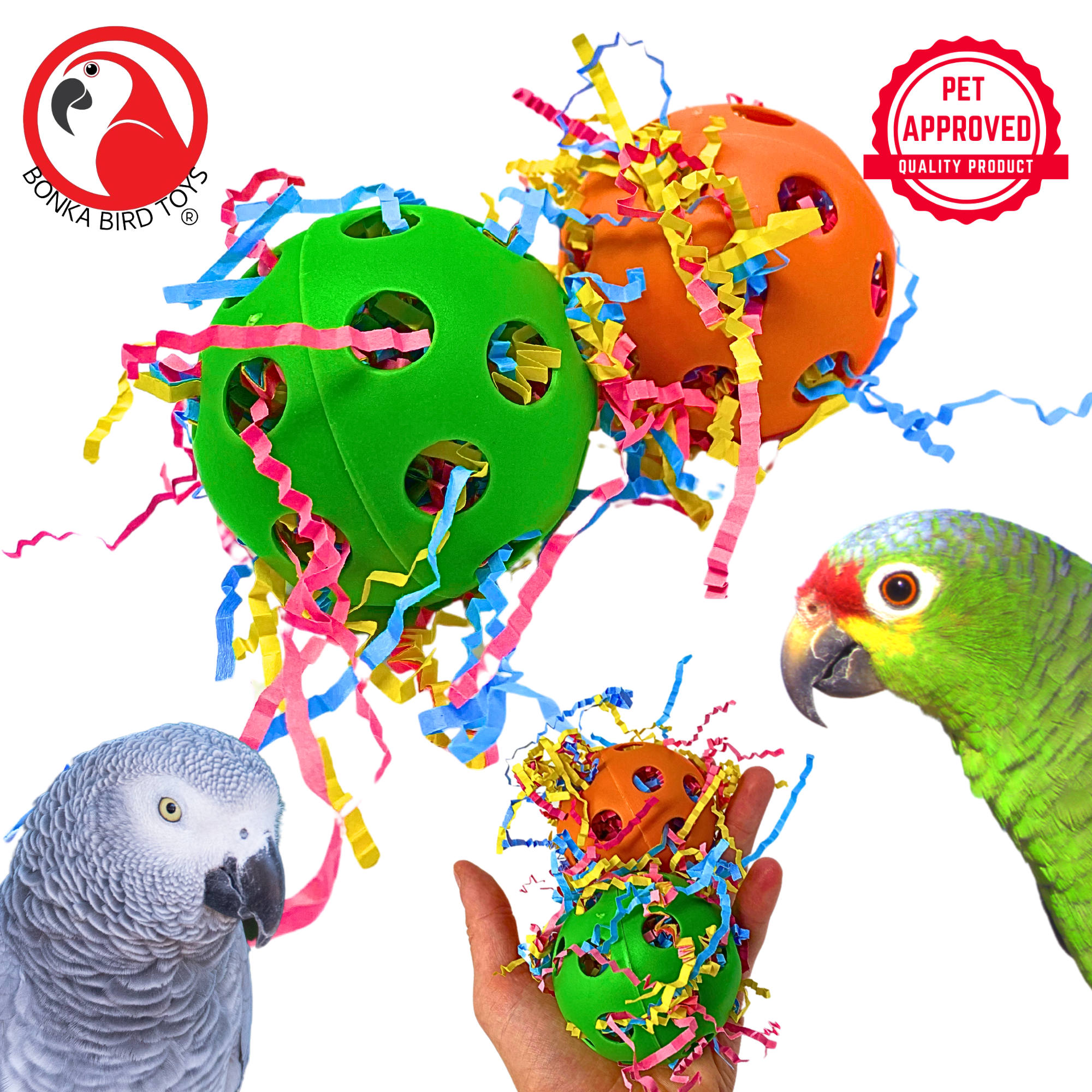 2431 Pk2 Stuffed Foraging Balls 2.75" - Bonka Bird Toys