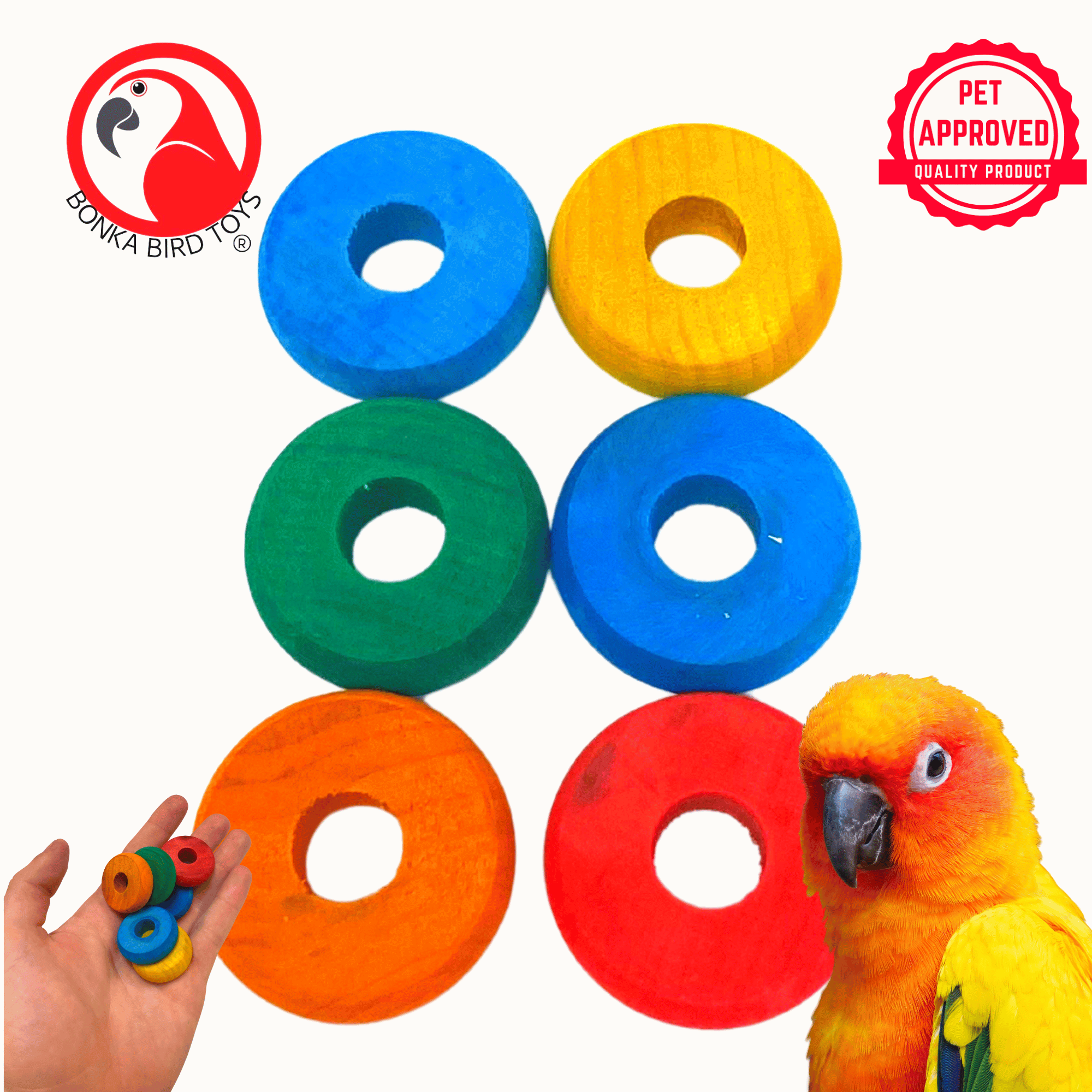 2936 Pk6 Colored Wooden Wheel - Bonka Bird Toys