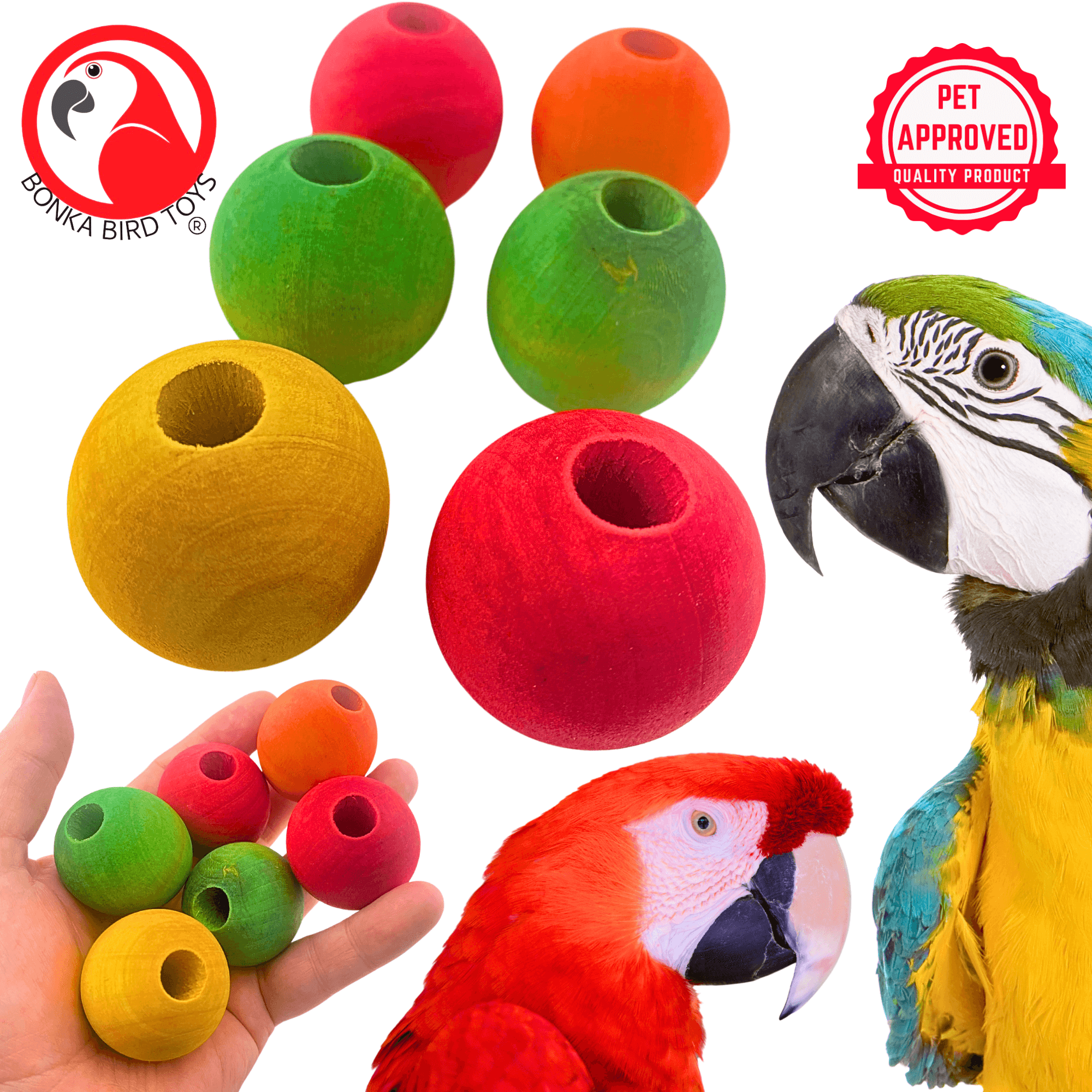 1157 Pk6 1.5" Big Wood Balls - Bonka Bird Toys