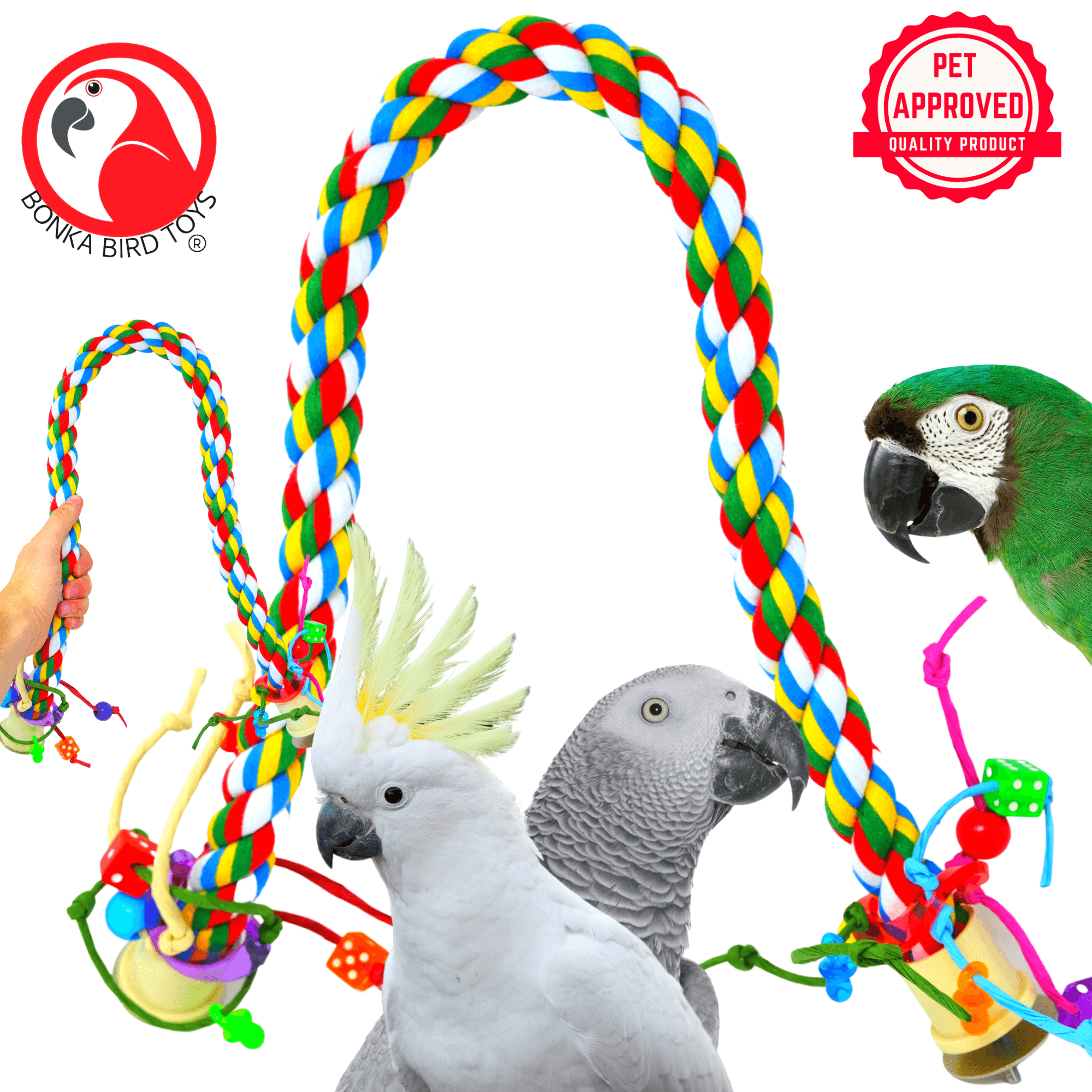 1115 Large Rope Charm Perch:(36" x 1") - Bonka Bird Toys