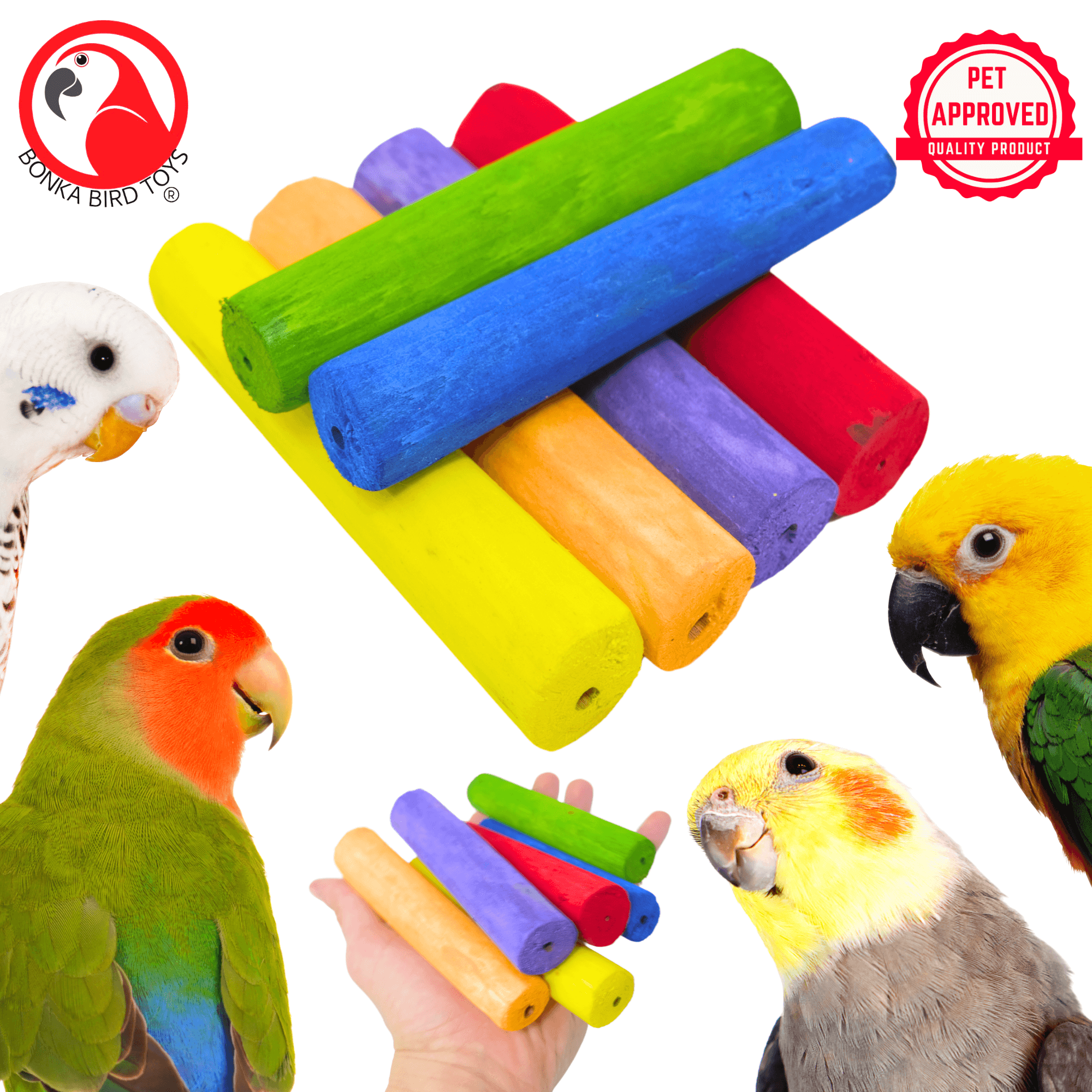 3157 Pk6 5-inch Rainbow Sola Sticks - Bonka Bird Toys