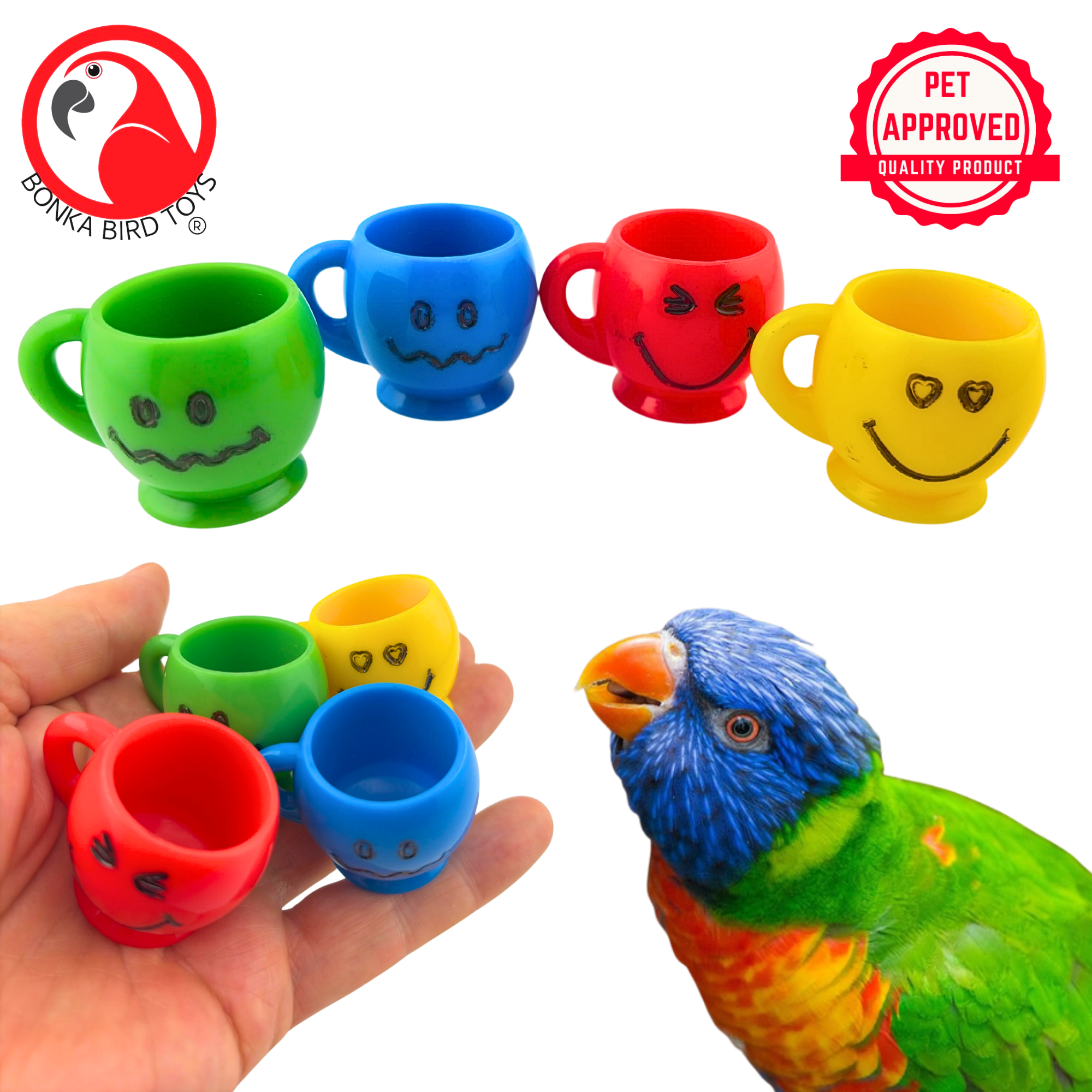 2779 Pk4 Mini Smile Mugs - Bonka Bird Toys