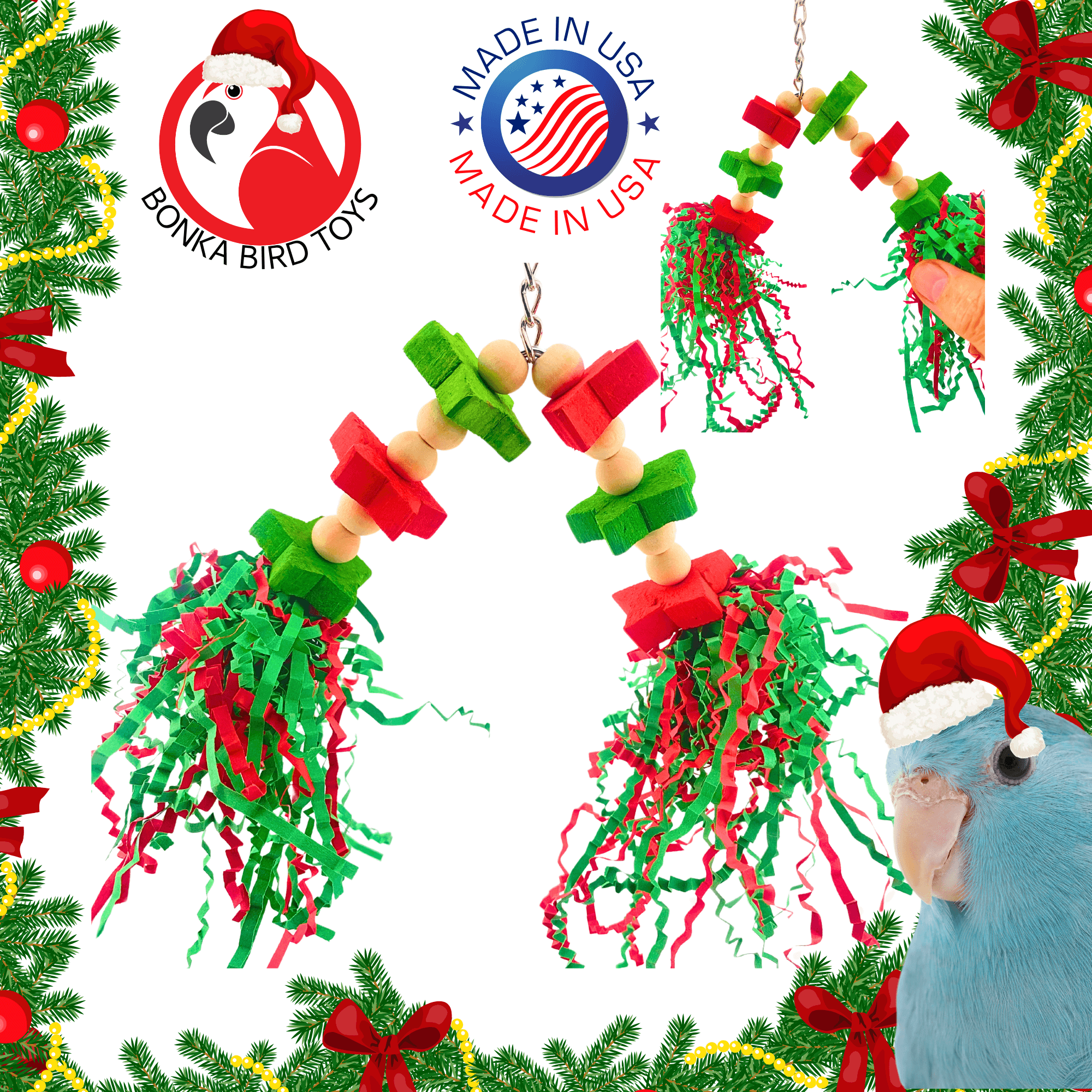 2596 Christmas Mini Sola Crinkle - Bonka Bird Toys