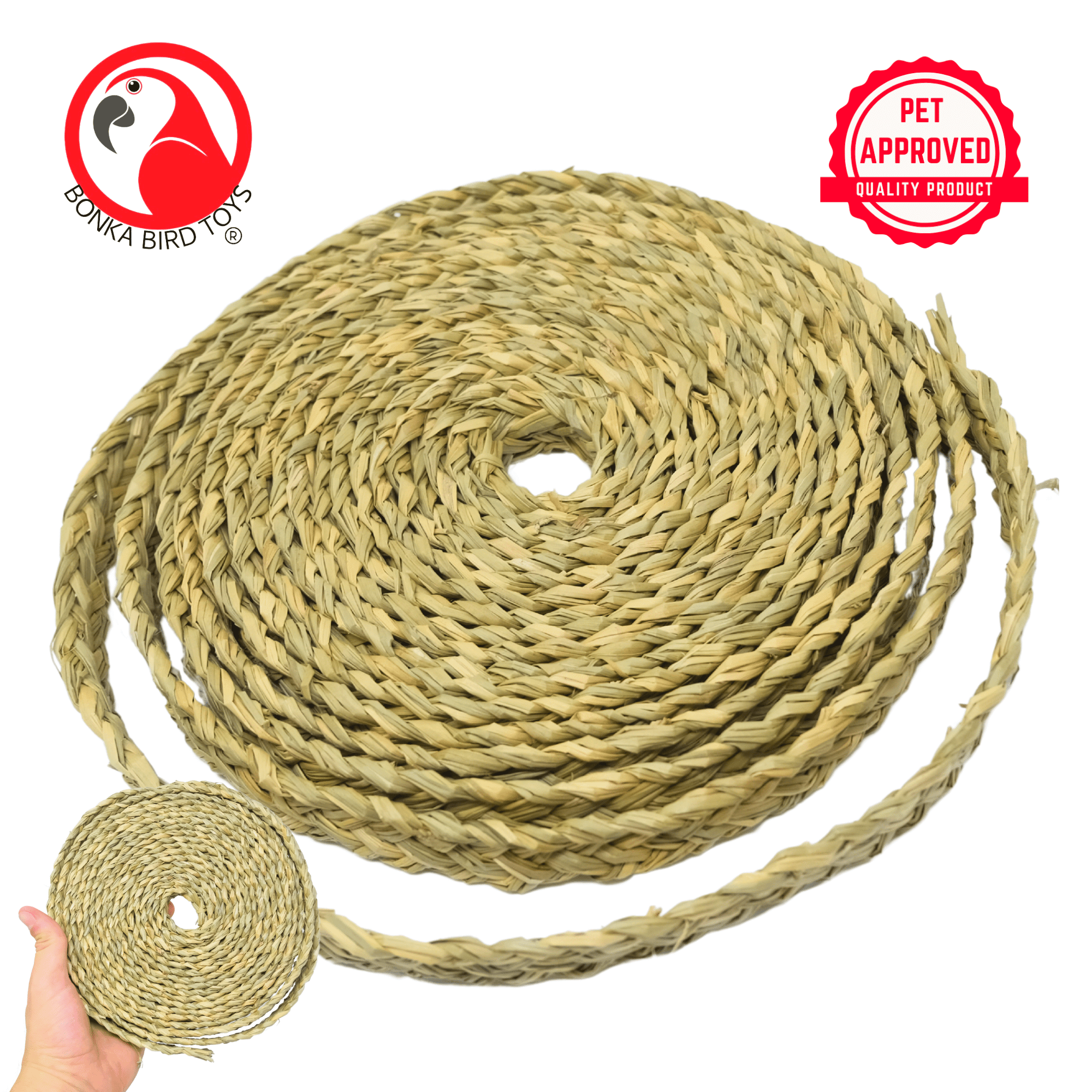 1254 7/8" Seagrass Braided Rope 20 Ft - Bonka Bird Toys