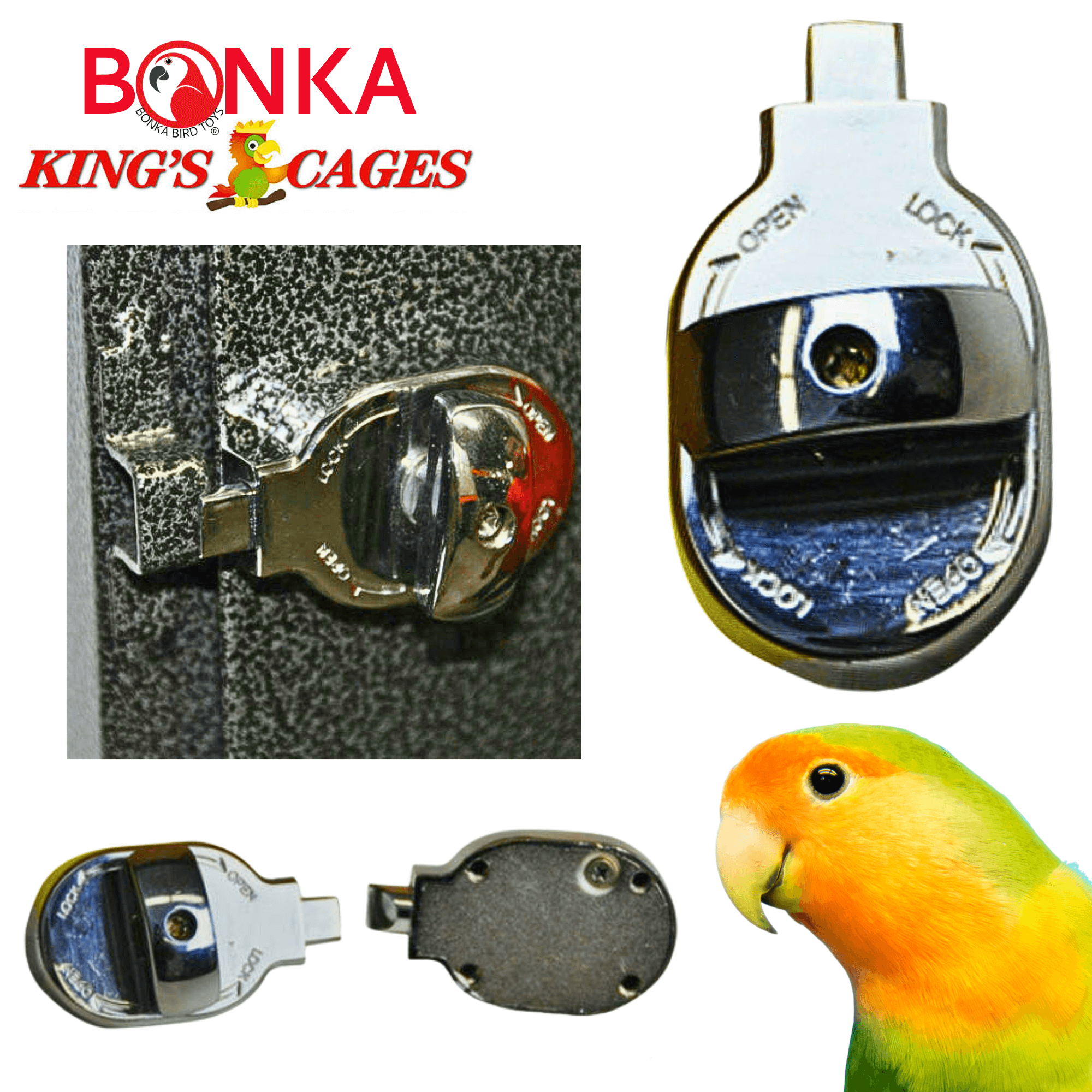 1334 Lock 6 Round Feeder Door Lock - Bonka Bird Toys