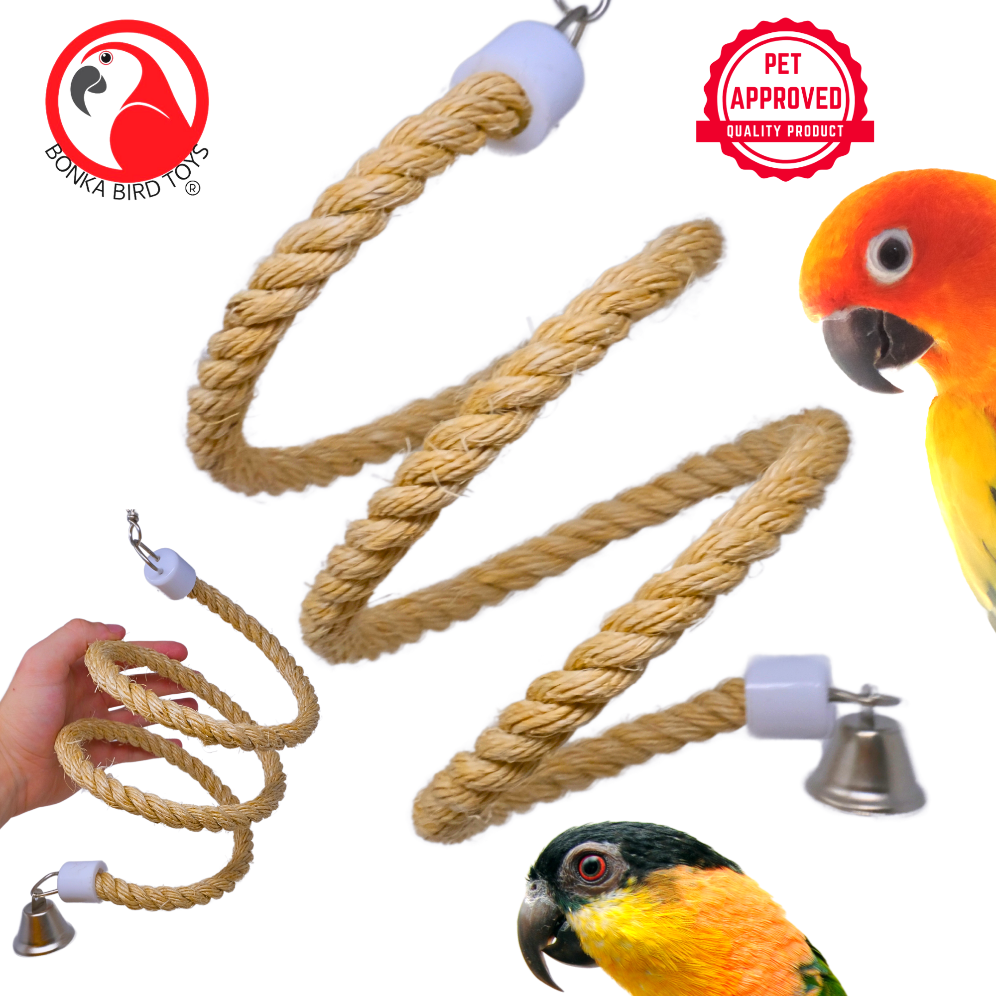 Swivel Boing Sisal Rope Perches - Bonka Bird Toys