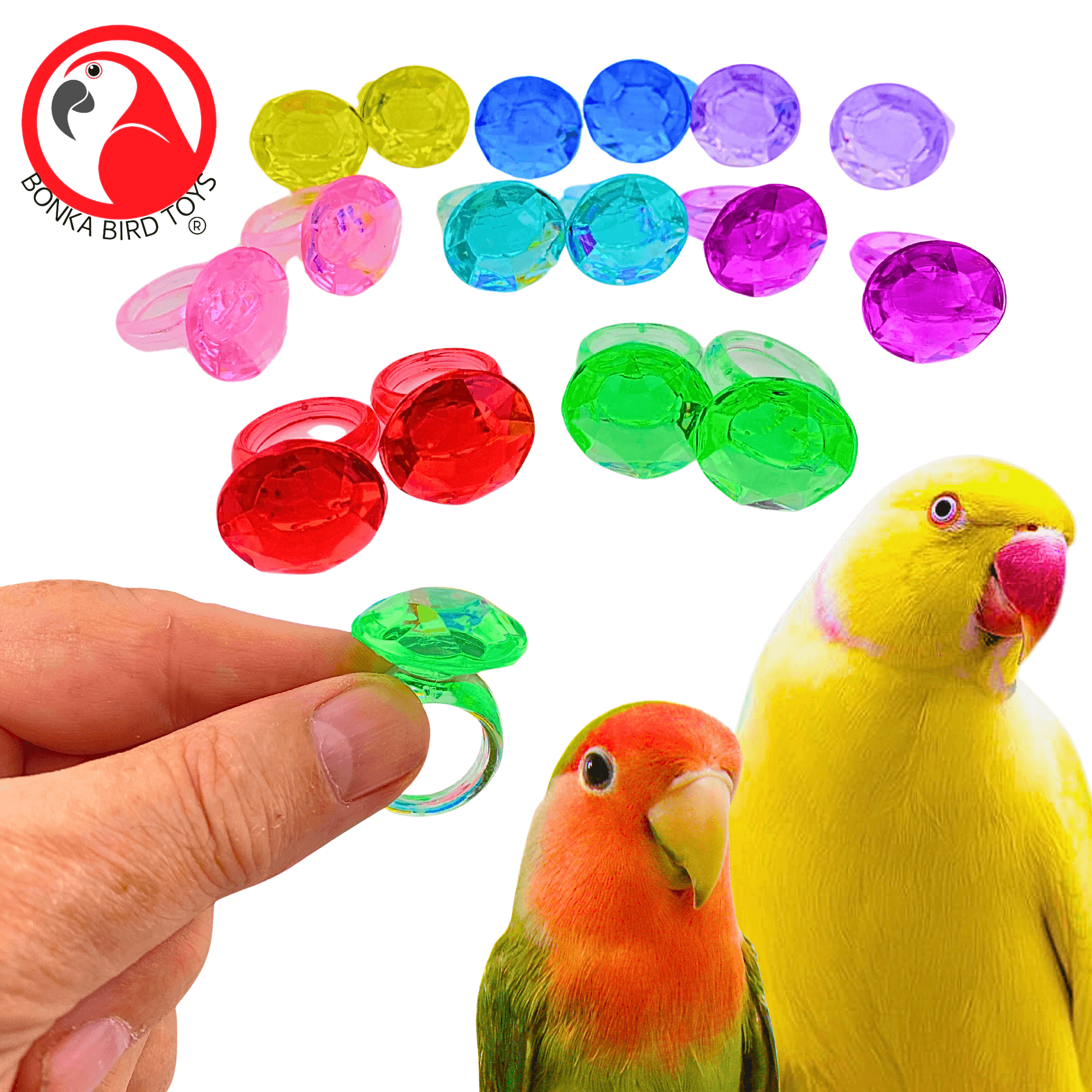 1167 Pk16 Plastic Diamond Rings - Bonka Bird Toys