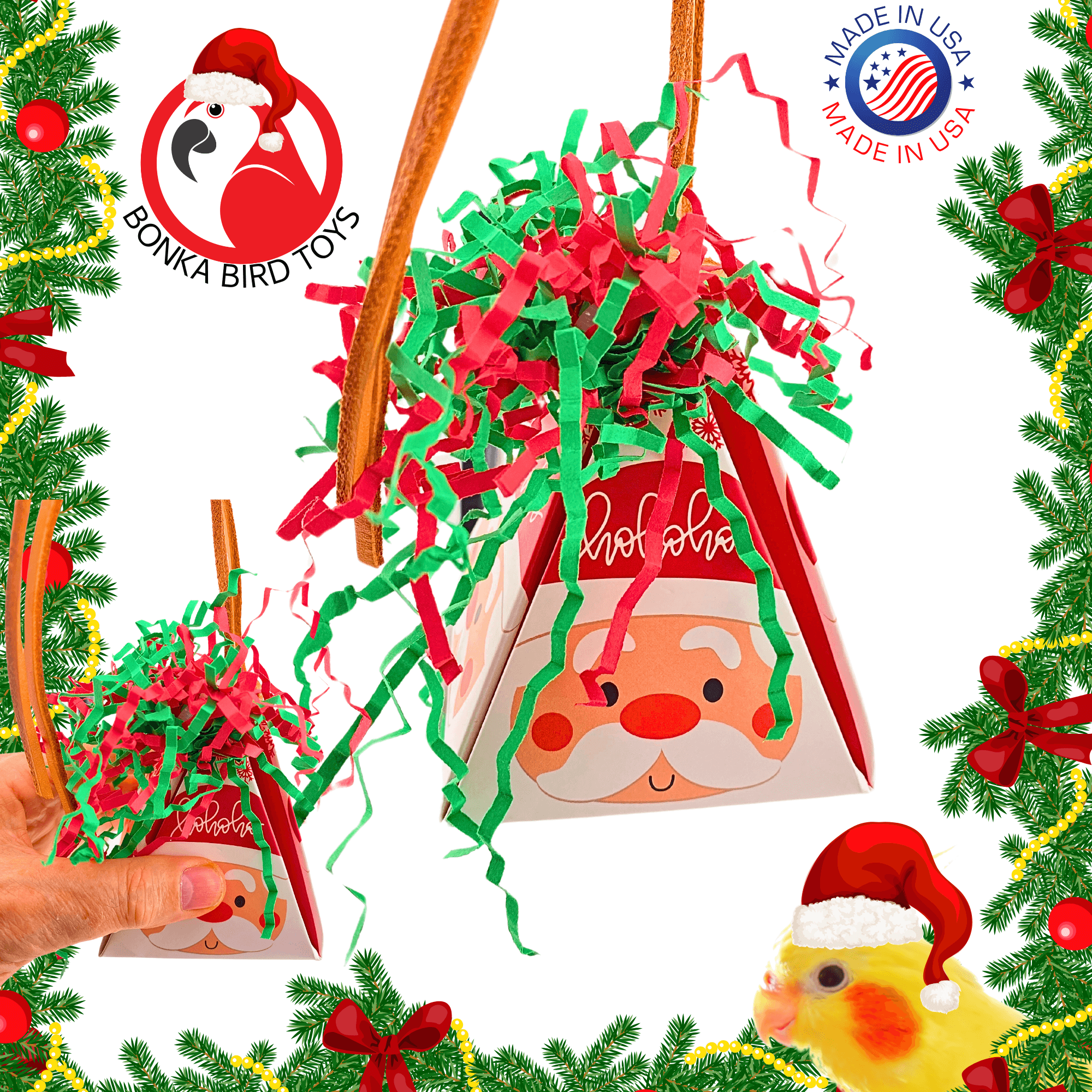 2744 Santa Christmas Crinkle Cone - Bonka Bird Toys