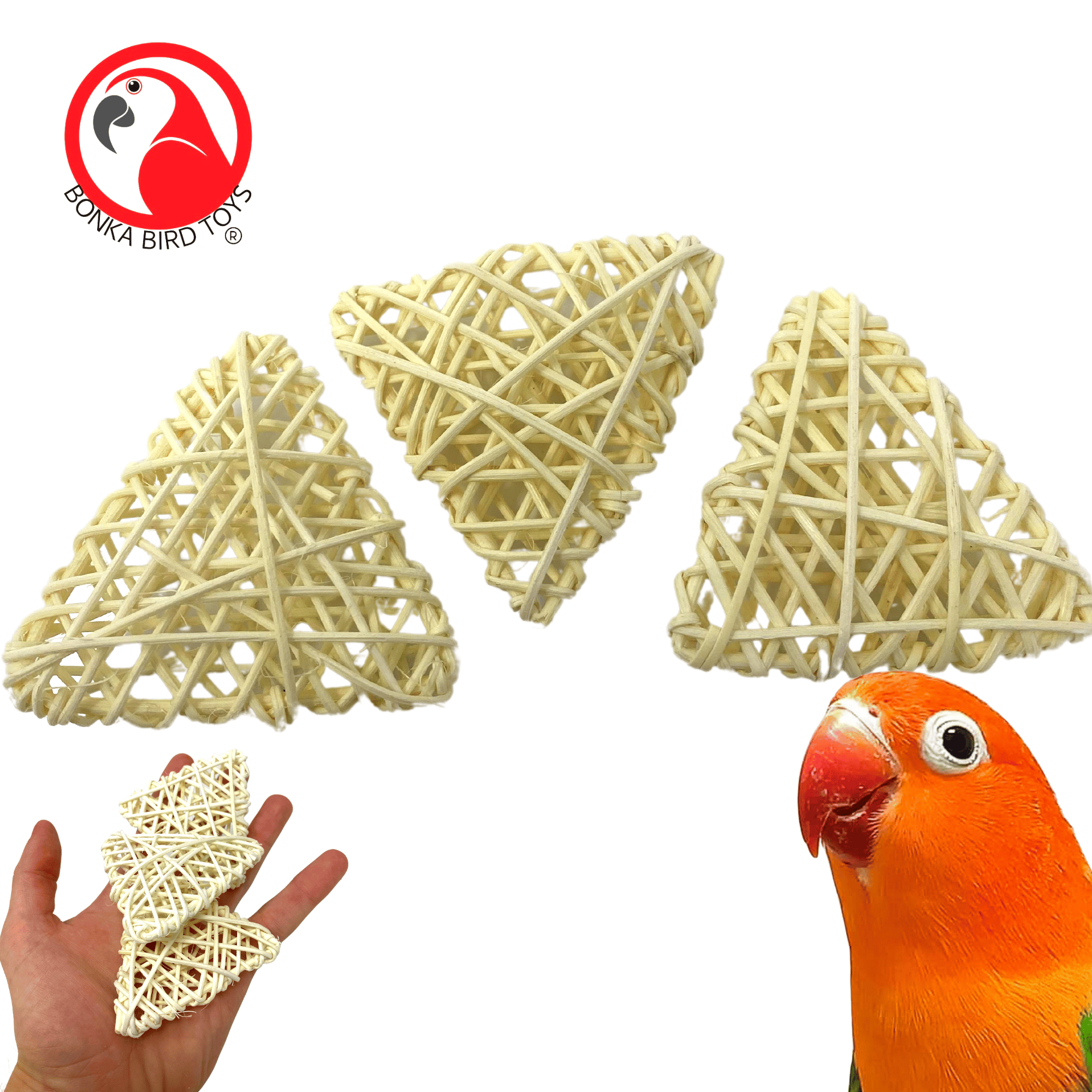 2511 Pk3 Natural Vine Triangles - Bonka Bird Toys