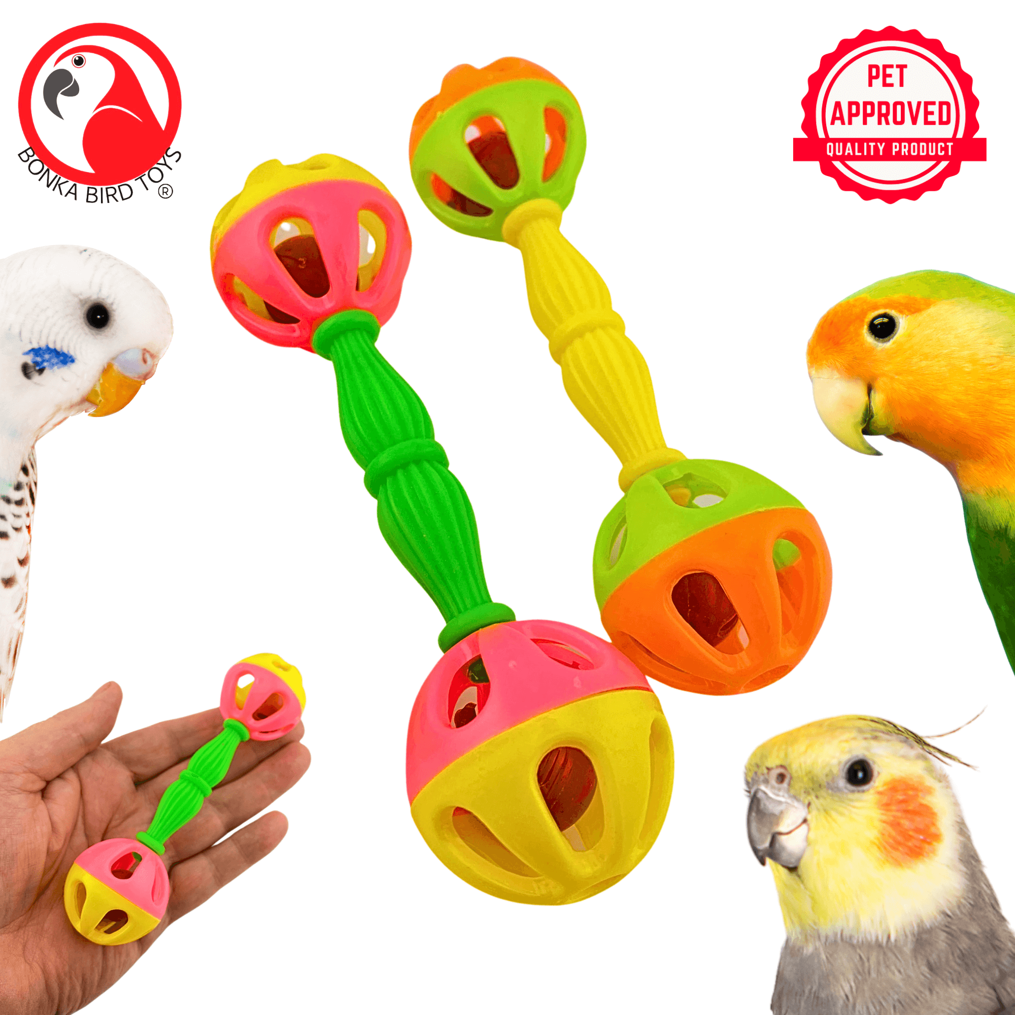 2069 Pk2 Birdie Barbells - Bonka Bird Toys
