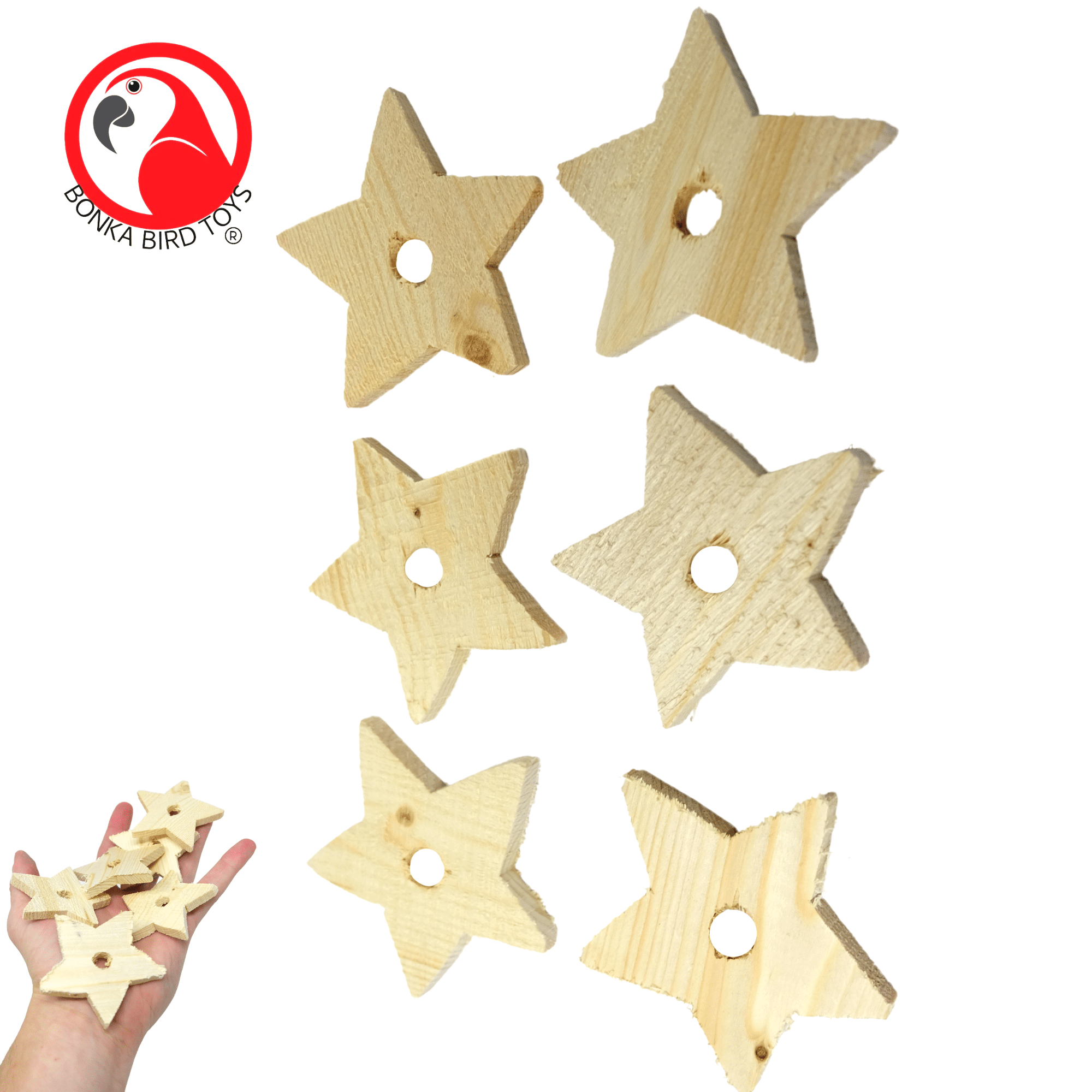 Pack 6 Wooden Stars - Bonka Bird Toys