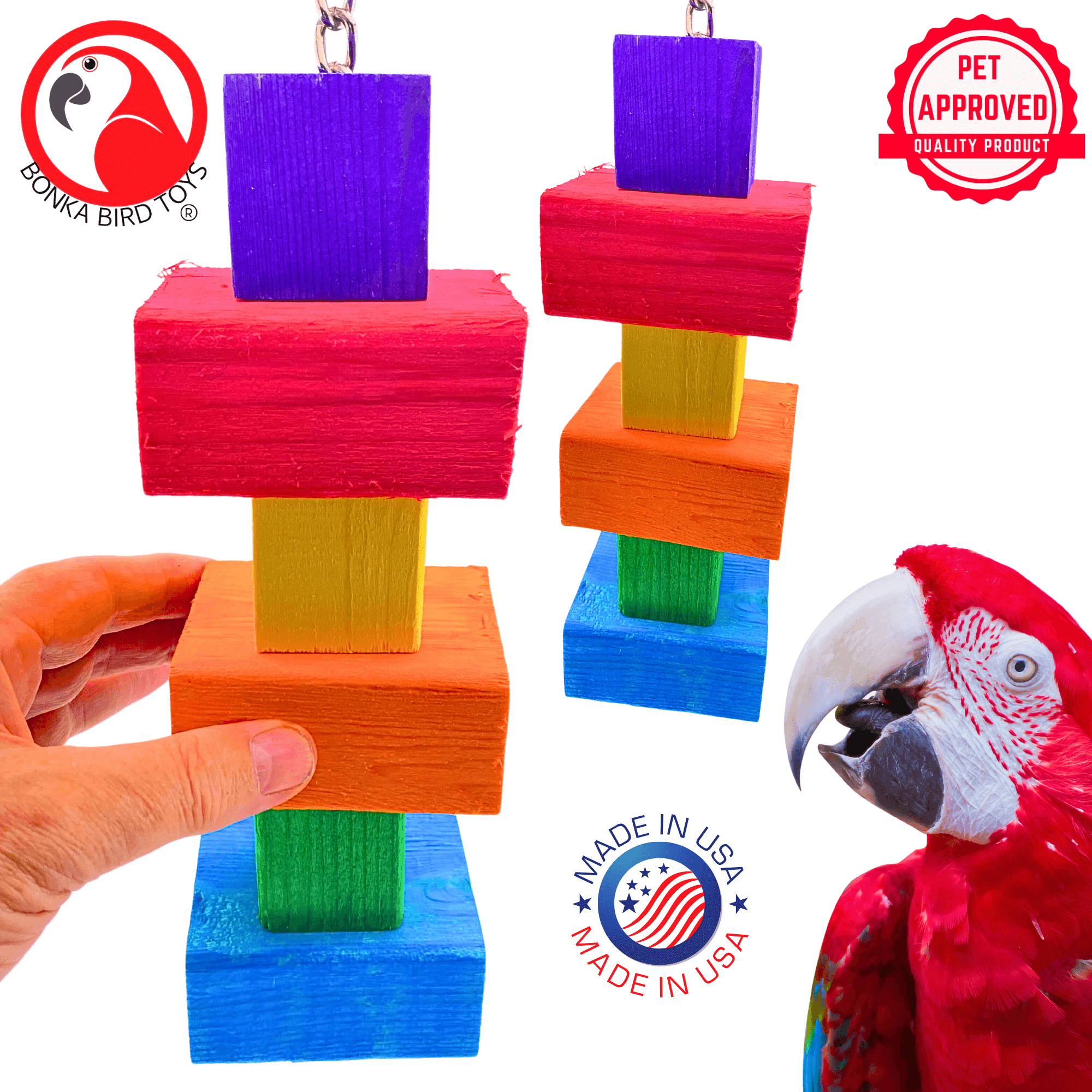 1174 Big Bites Rainbow Wood Tower - Bonka Bird Toys