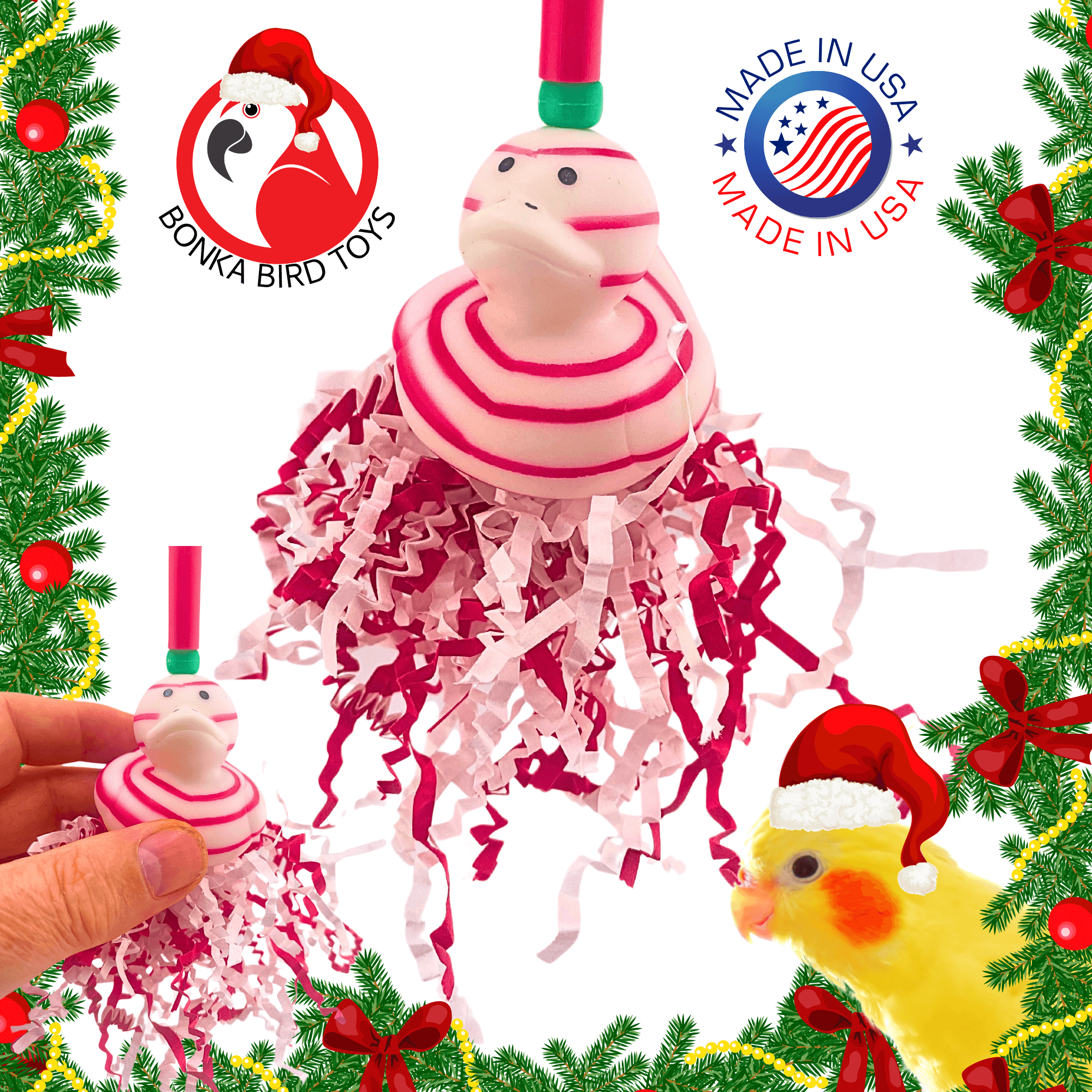 2727 Christmas Candy Cane Duck - Bonka Bird Toys