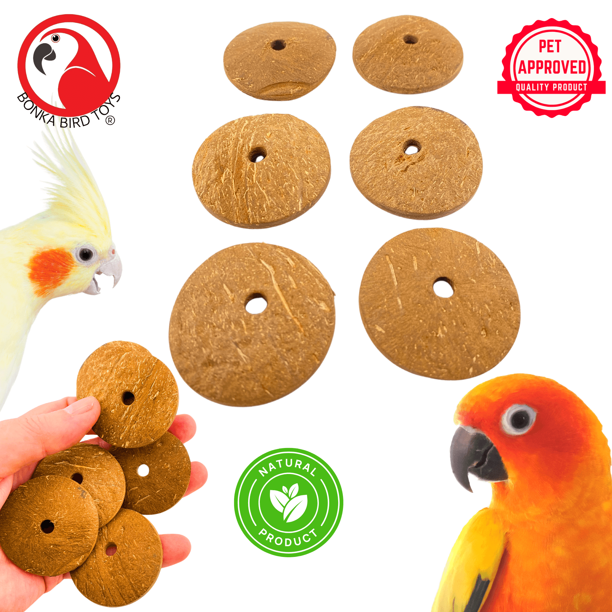 1252 Pk6 Small Coconut Disks - Bonka Bird Toys