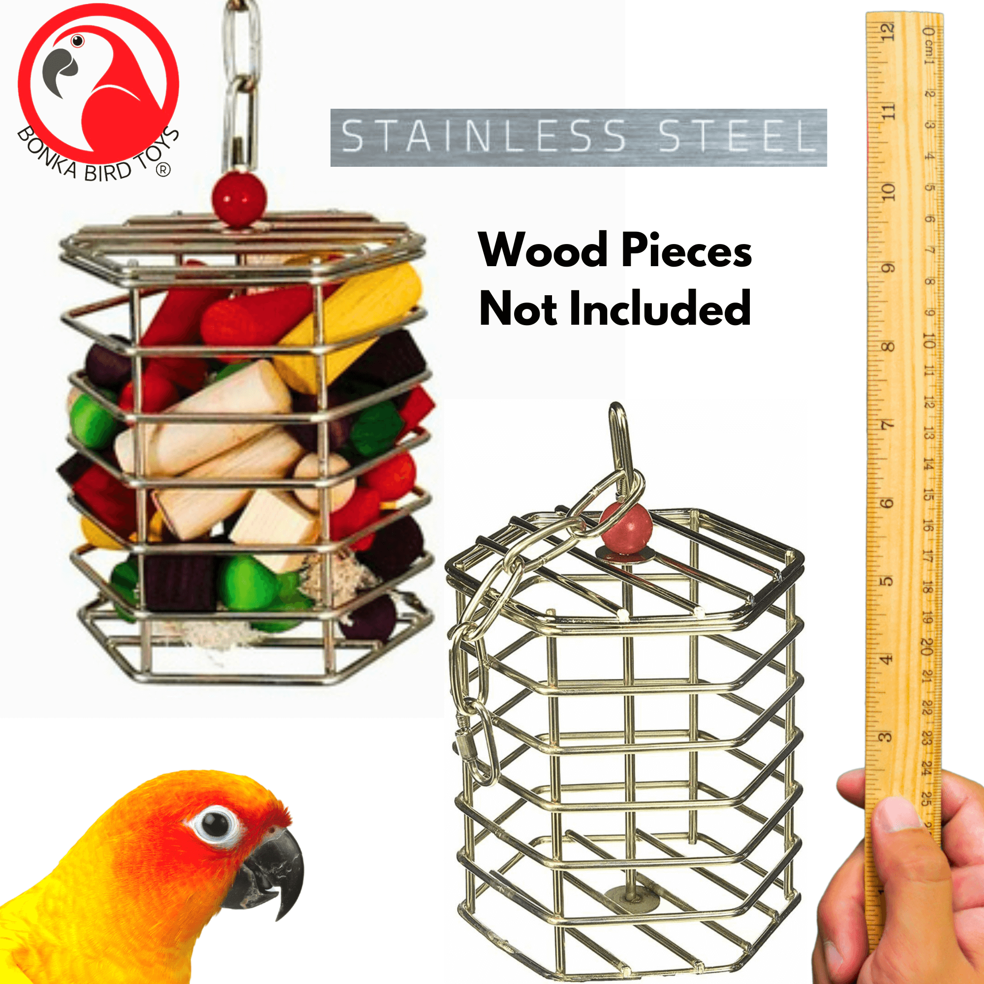00197 Large Stainless Steel Baffle Cage 6X6 - Bonka Bird Toys