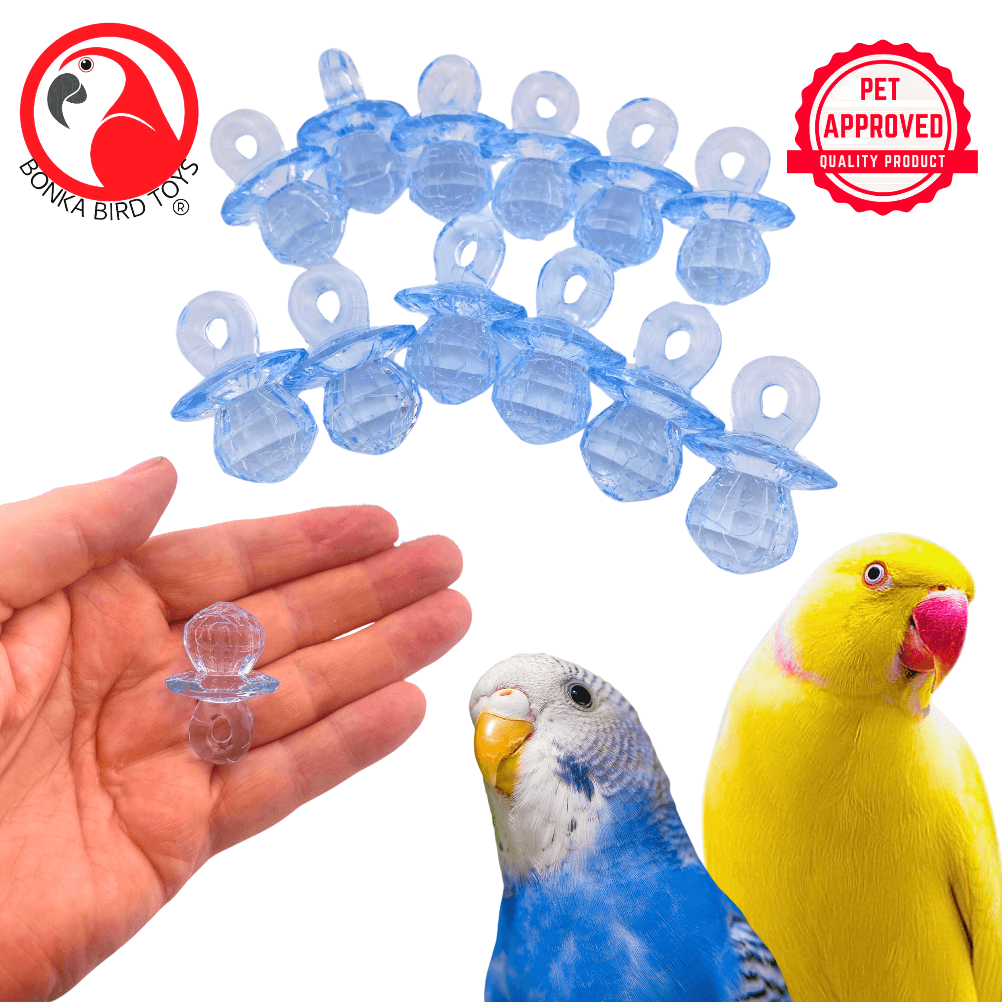 Crystal Cut Pk12 Pacifiers - Bonka Bird Toys