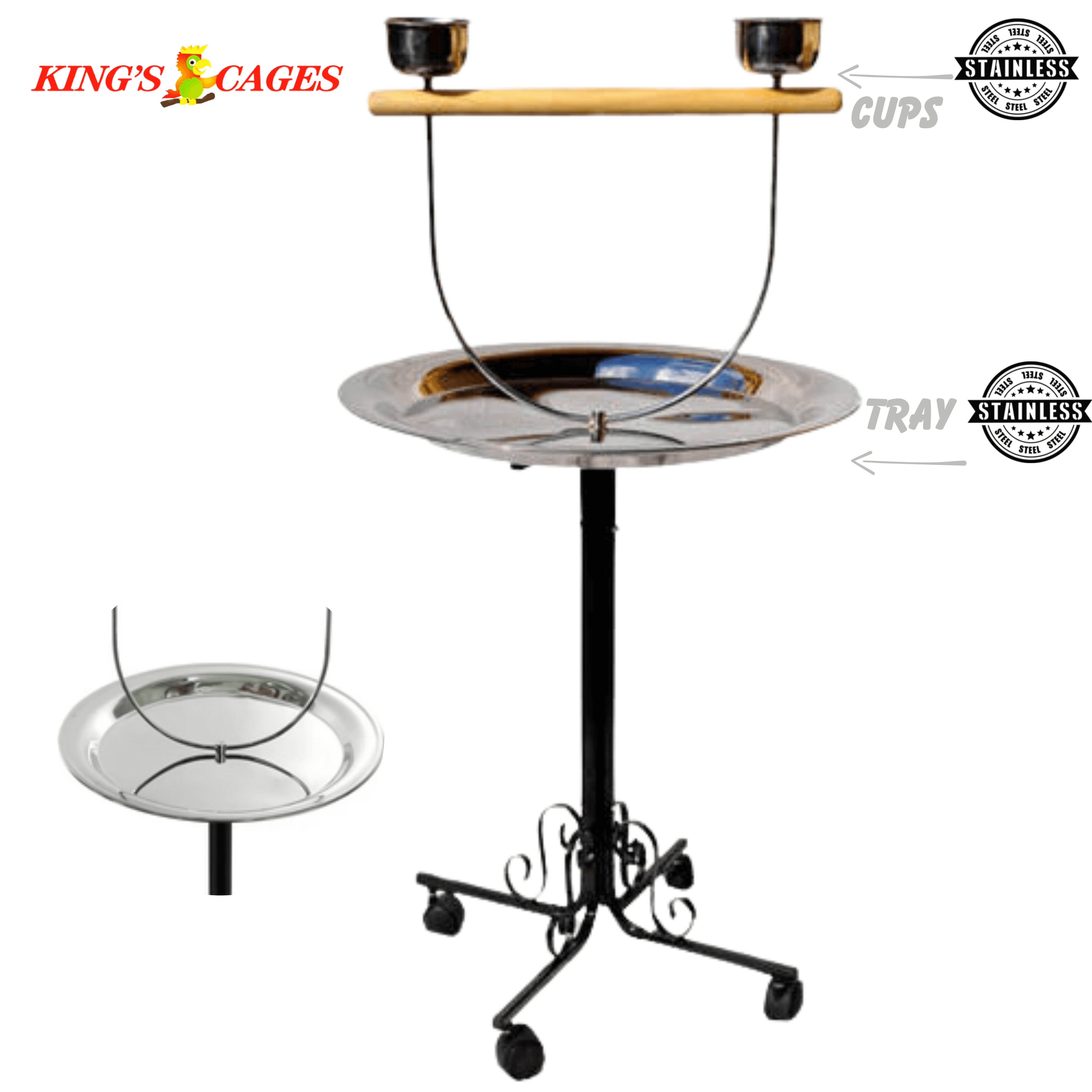 Kings Cages Metal playstand PP B72 51X28X28 - Bonka Bird Toys