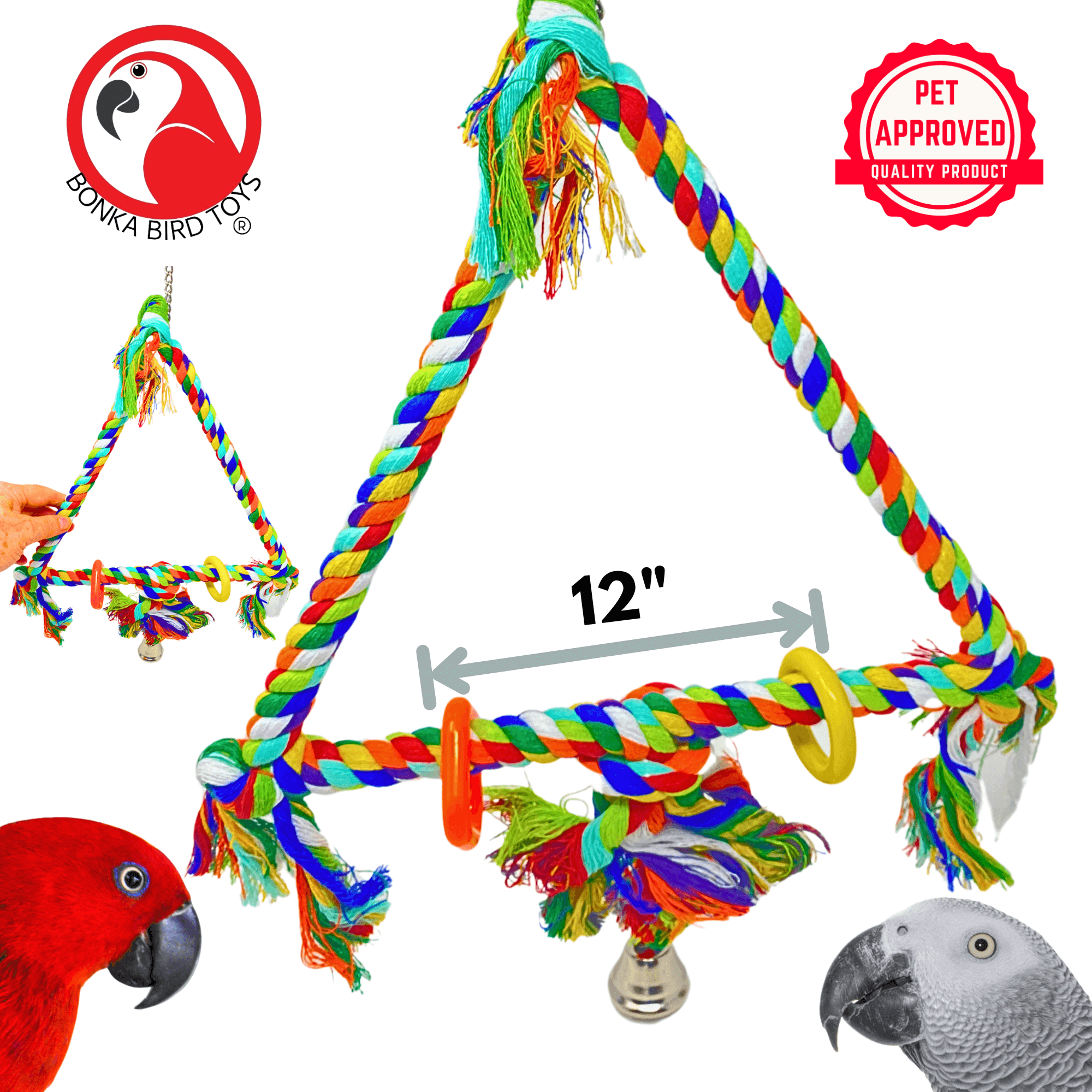 1035 Medium Rope Triangle Ring - Bonka Bird Toys