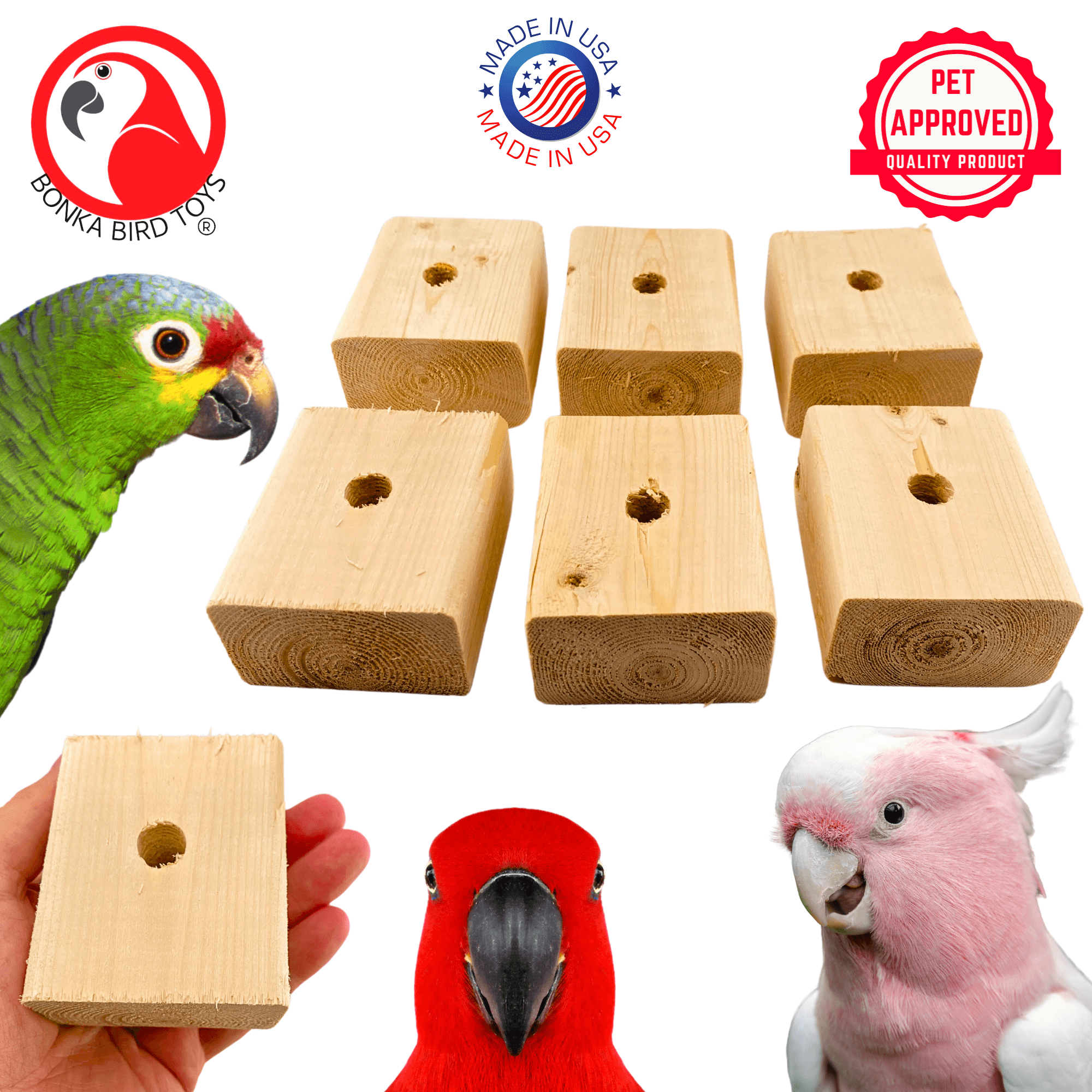1173 Pk6 Jumbo Natural Block - Bonka Bird Toys